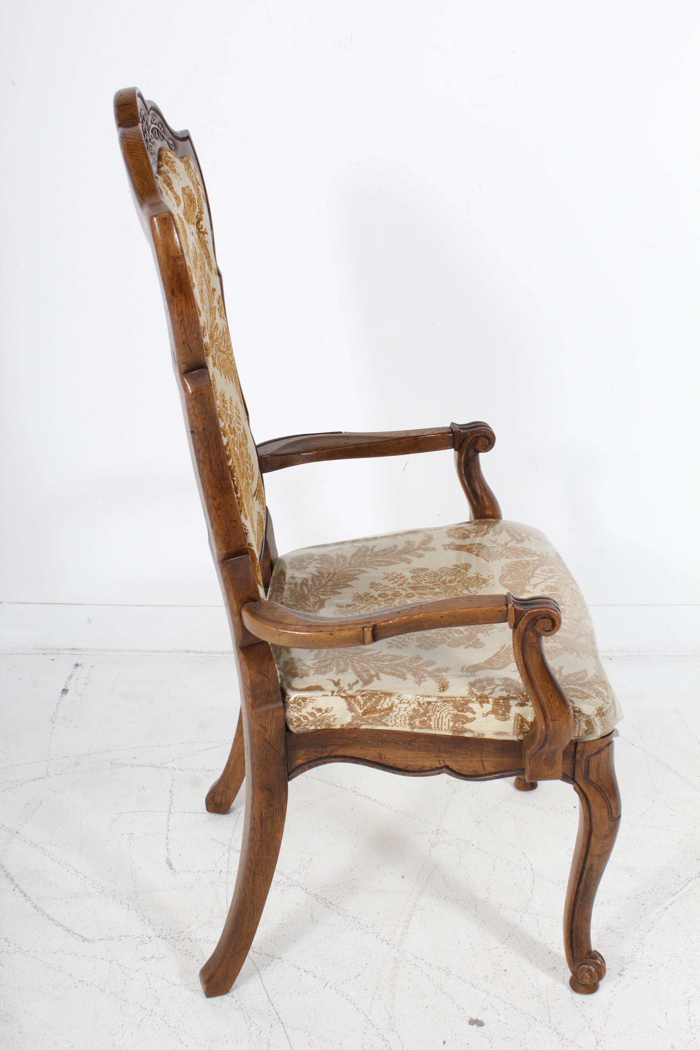 Vintage Wood Upholstered Arm Chairs