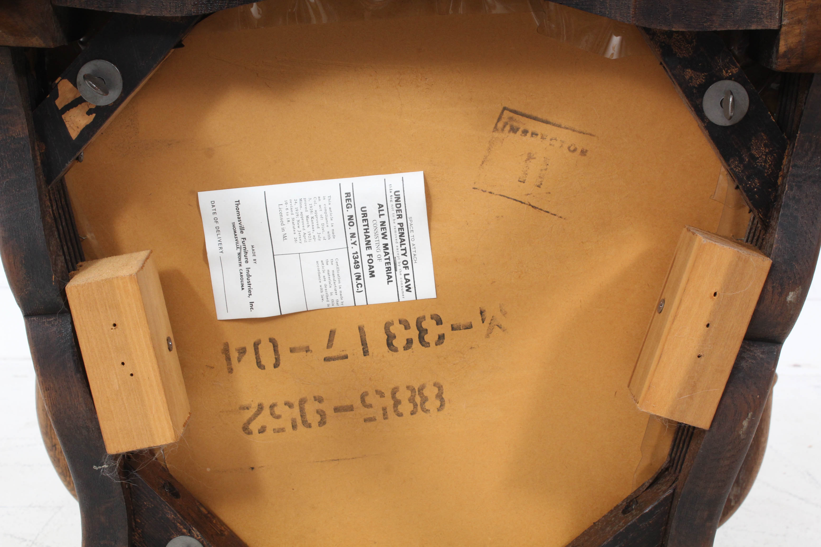 Vintage Wood Upholstered Arm Chairs