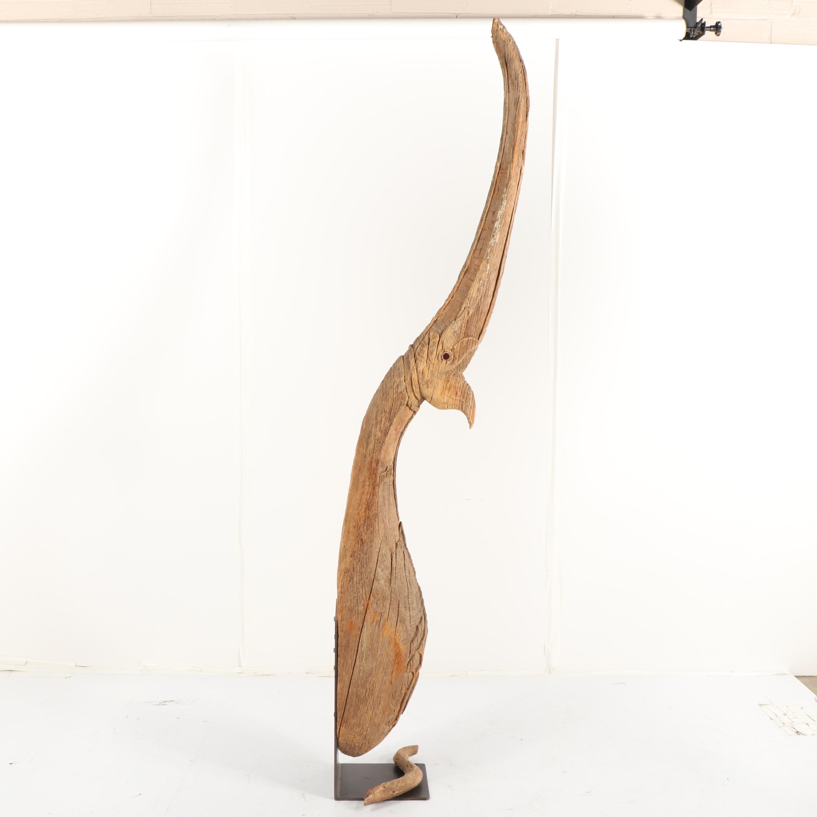 Antique Thai Chofa Carved Wood Finial