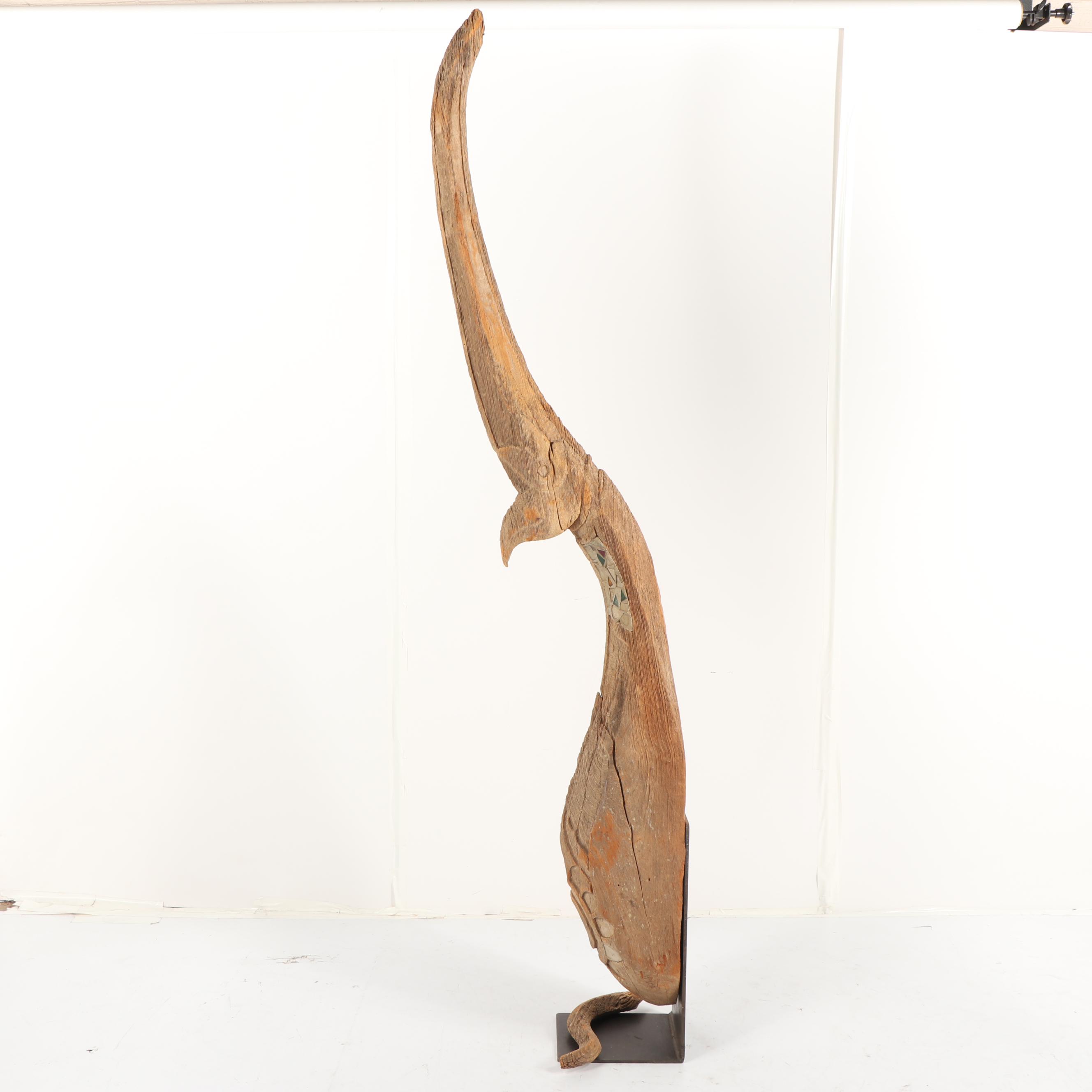 Antique Thai Chofa Carved Wood Finial