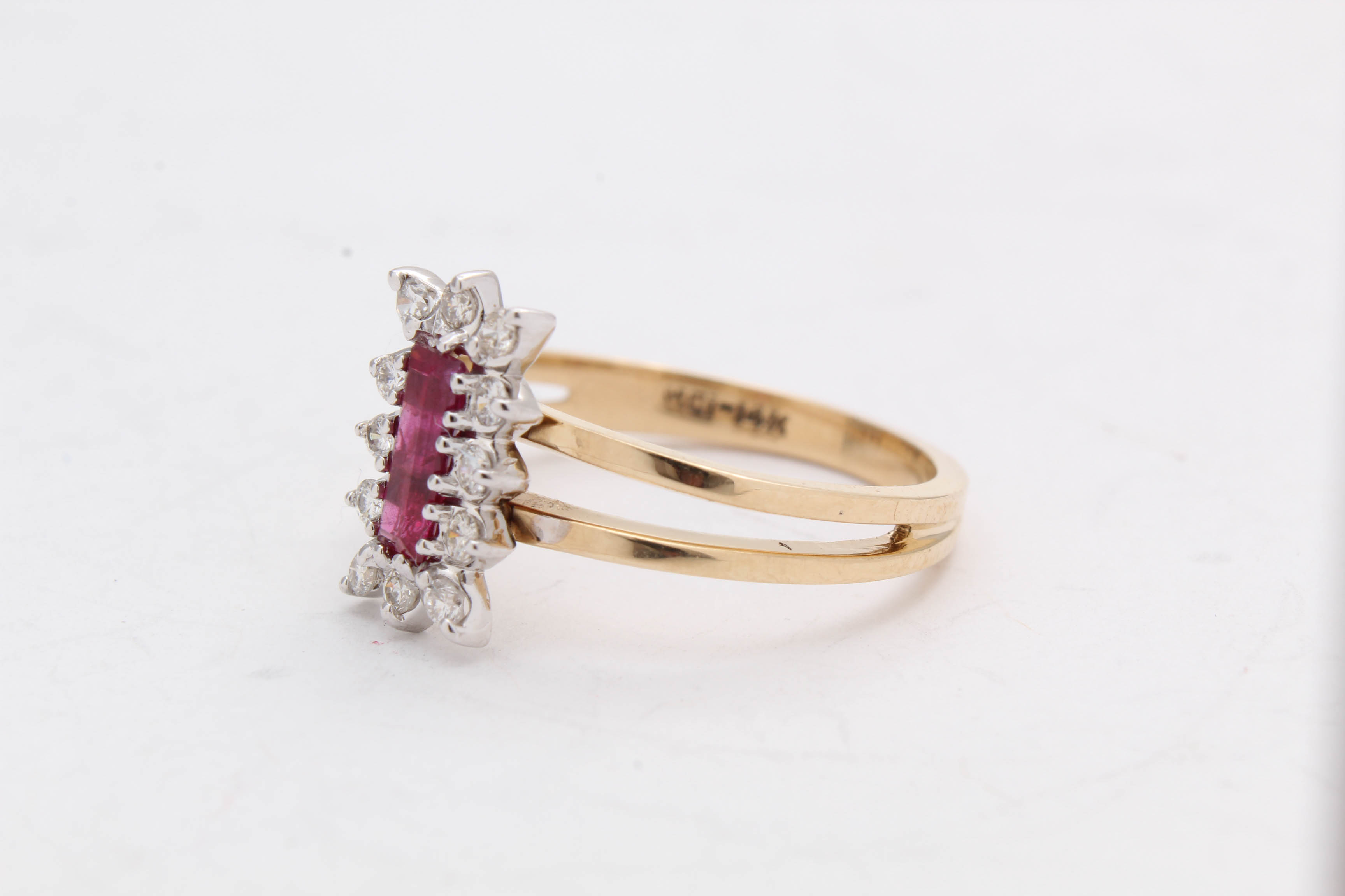 14K Yellow Gold Ruby and Diamond Ring