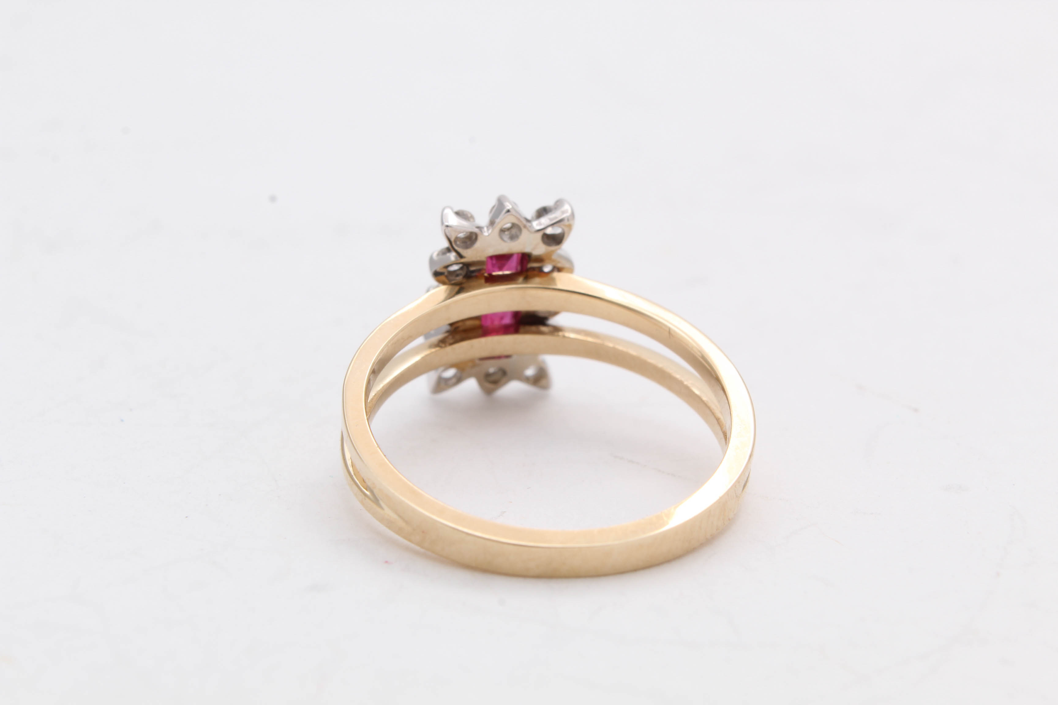 14K Yellow Gold Ruby and Diamond Ring