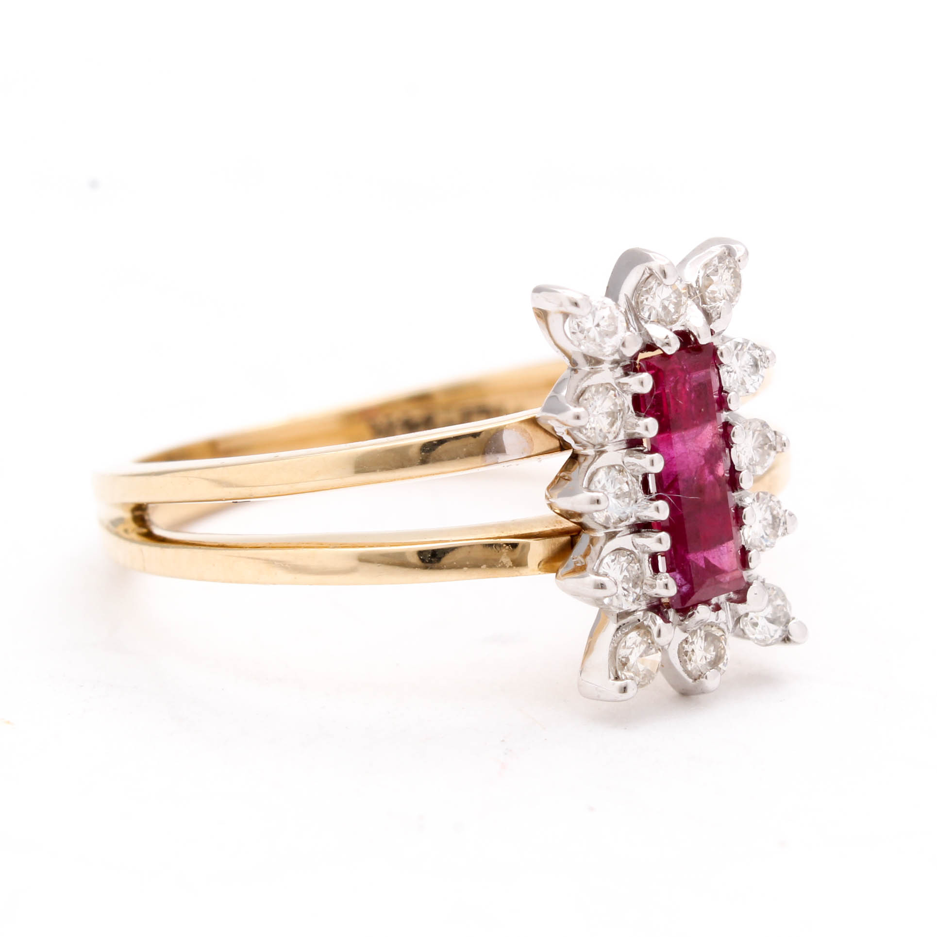14K Yellow Gold Ruby and Diamond Ring