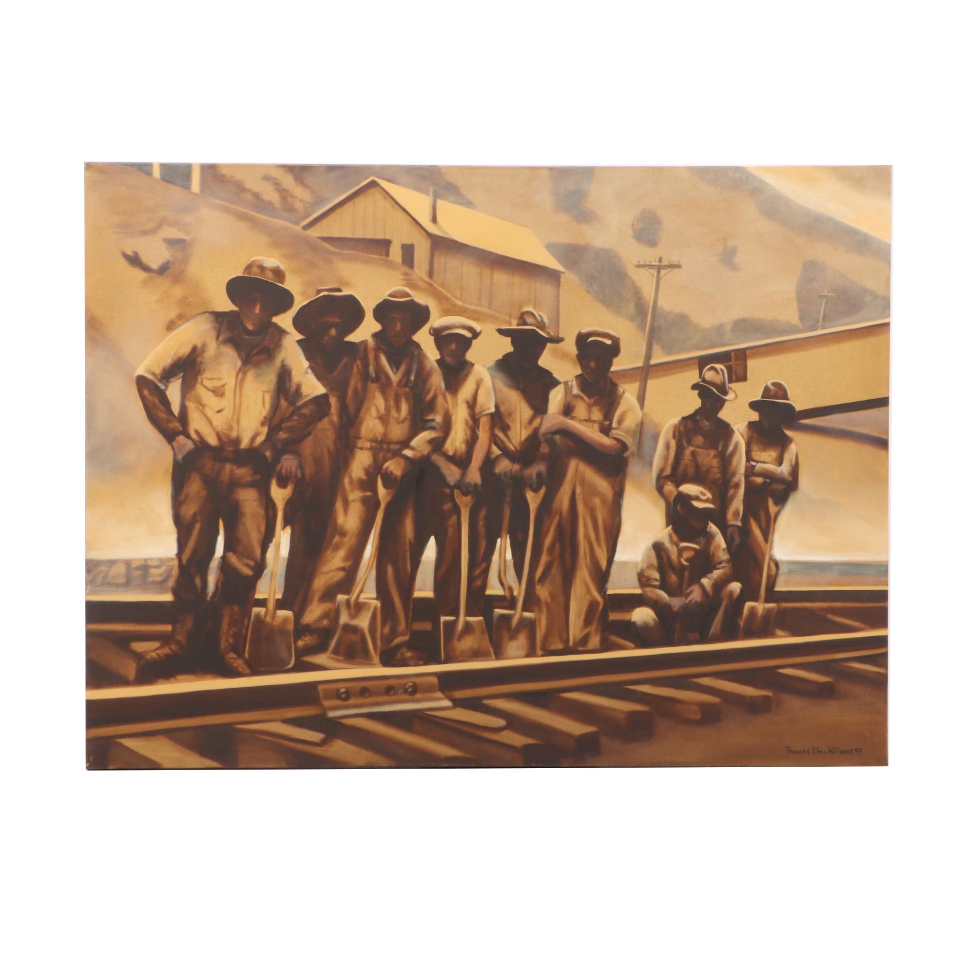 Thomas Elmo Williams 1999 Acrylic Painting "The Gandy Dancers"