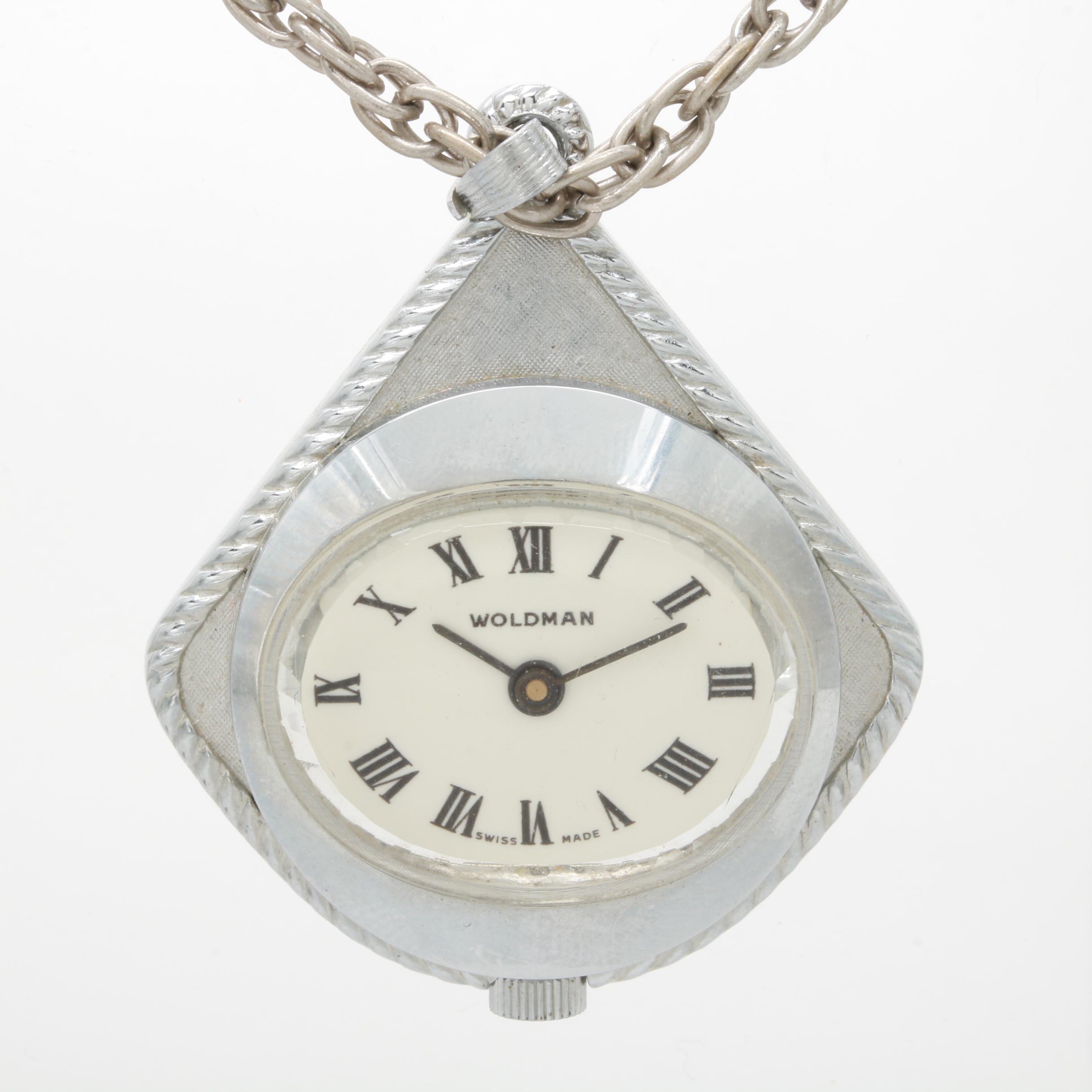 Woldman Silver Tone Pendant Watch
