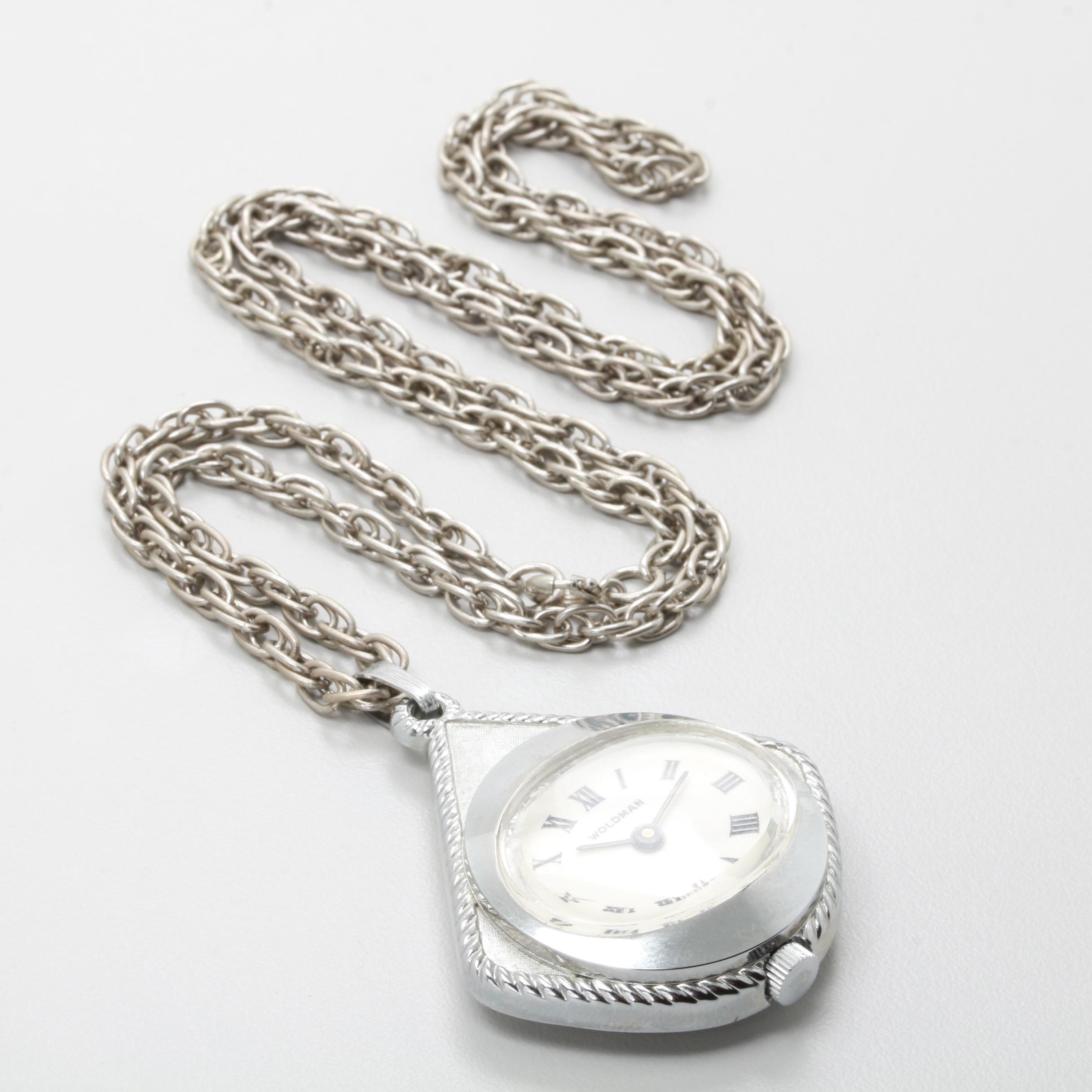 Woldman Silver Tone Pendant Watch