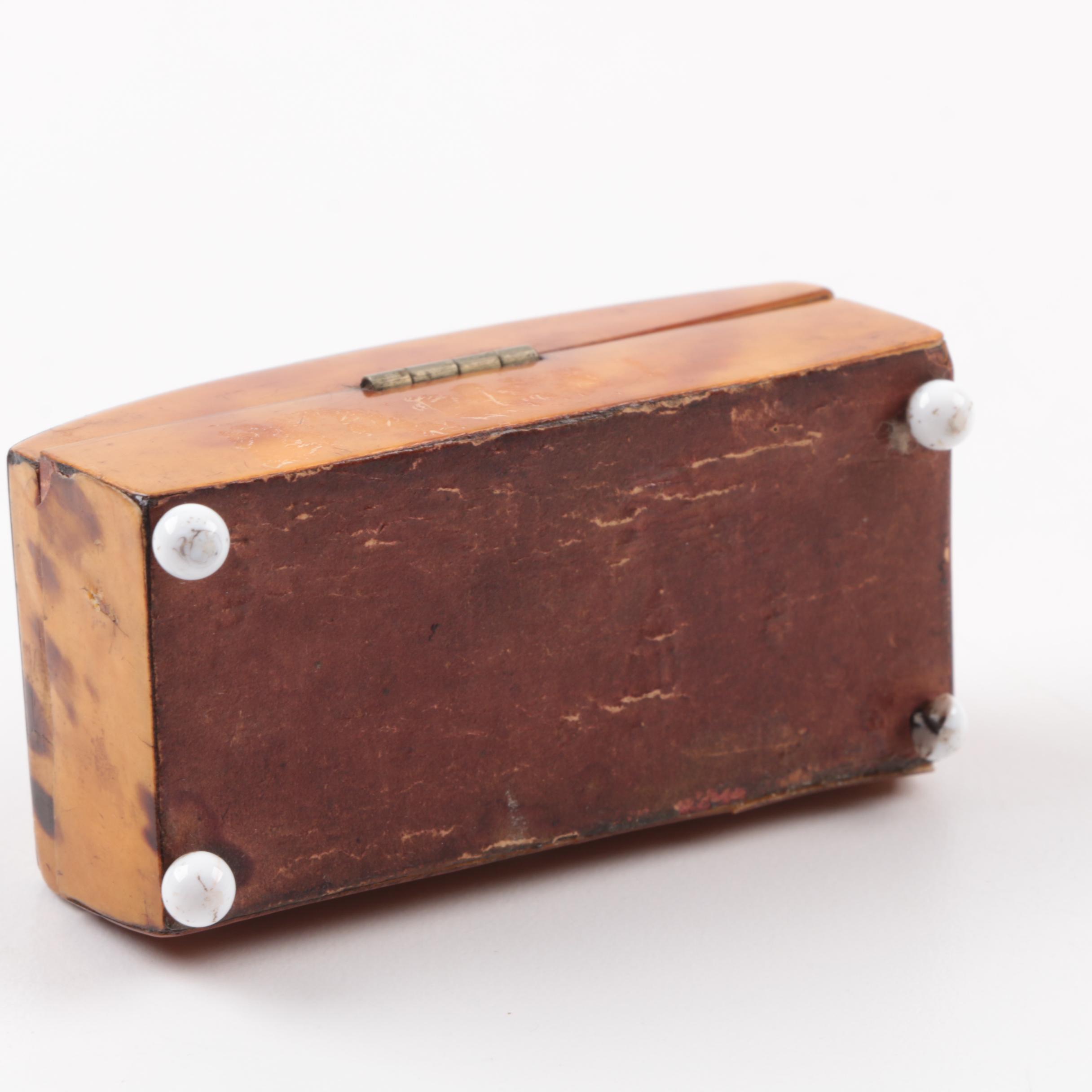 Antique Snuff Boxes in Tortoise Shell and Burl Wood