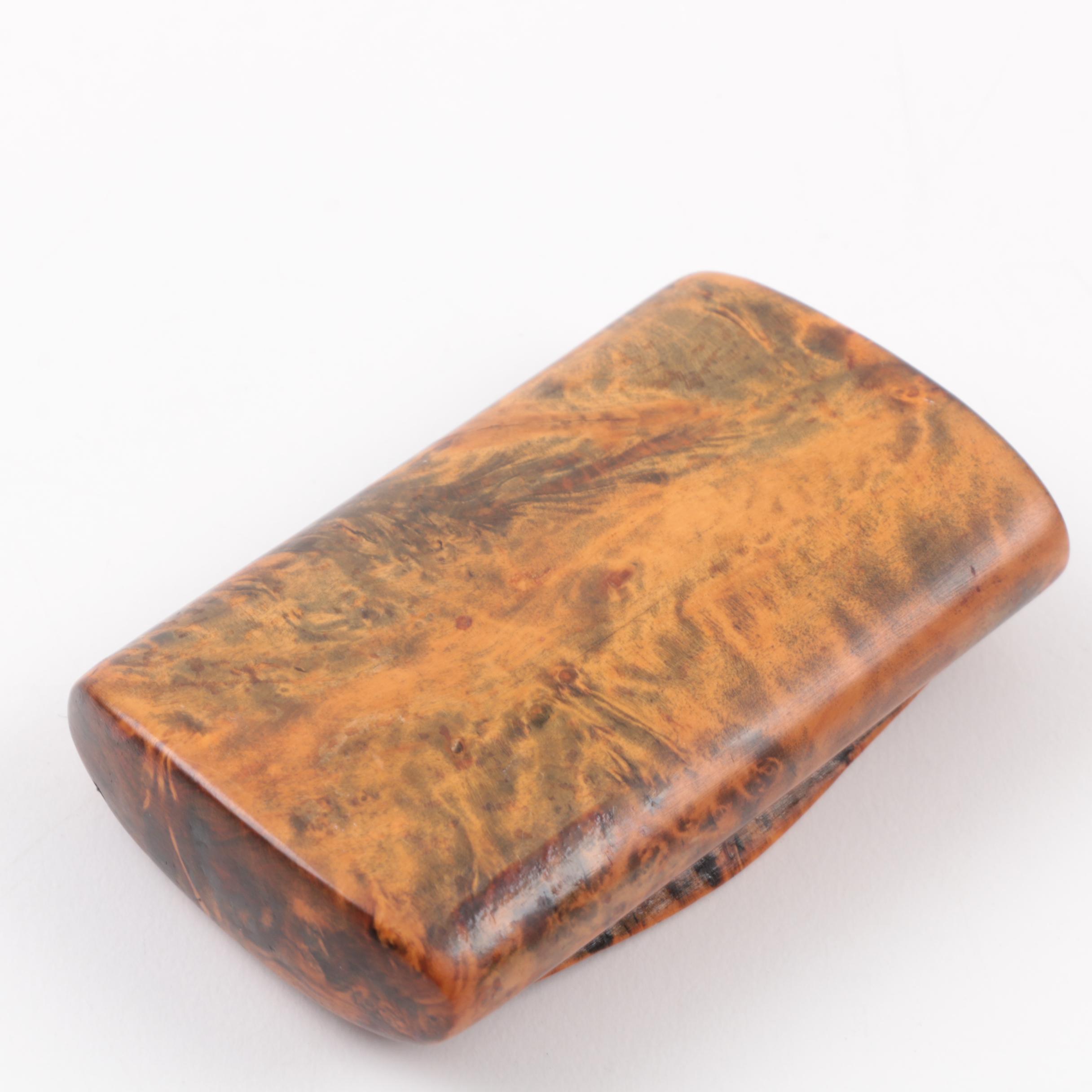 Antique Snuff Boxes in Tortoise Shell and Burl Wood