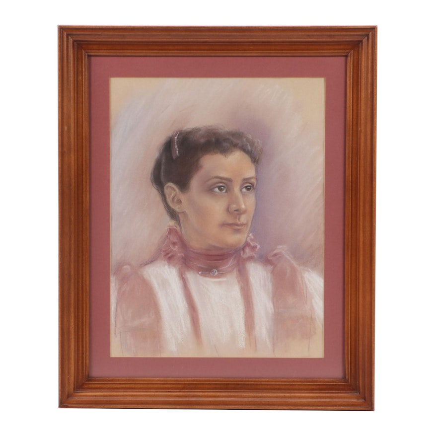 Pastel Portrait Drawing of Young Woman