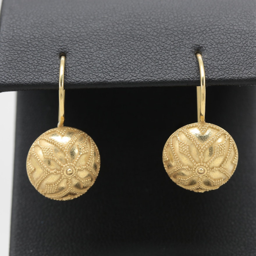 18K Yellow Gold Drop Earrings