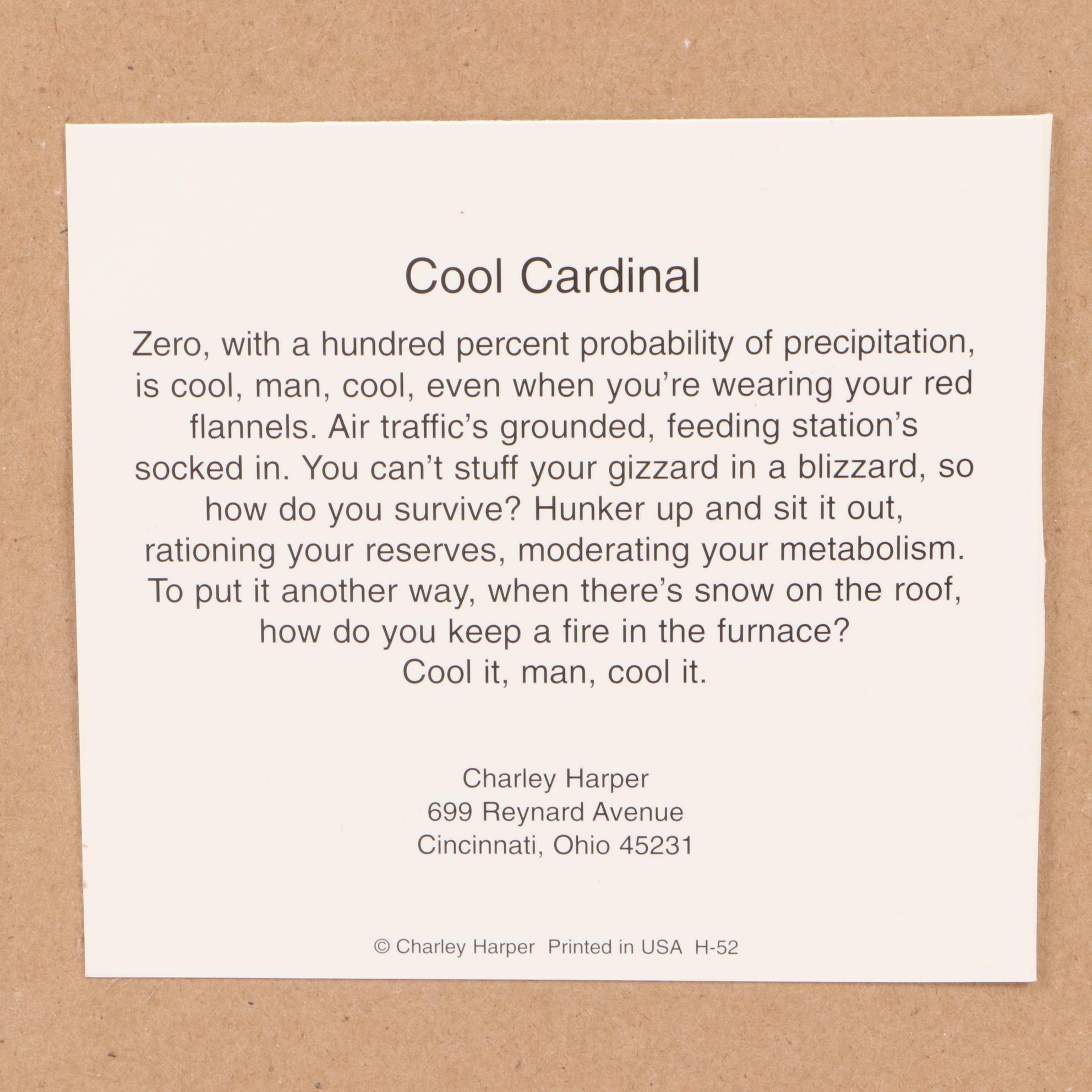 Charley Harper Offset Lithograph "Cool Cardinal"