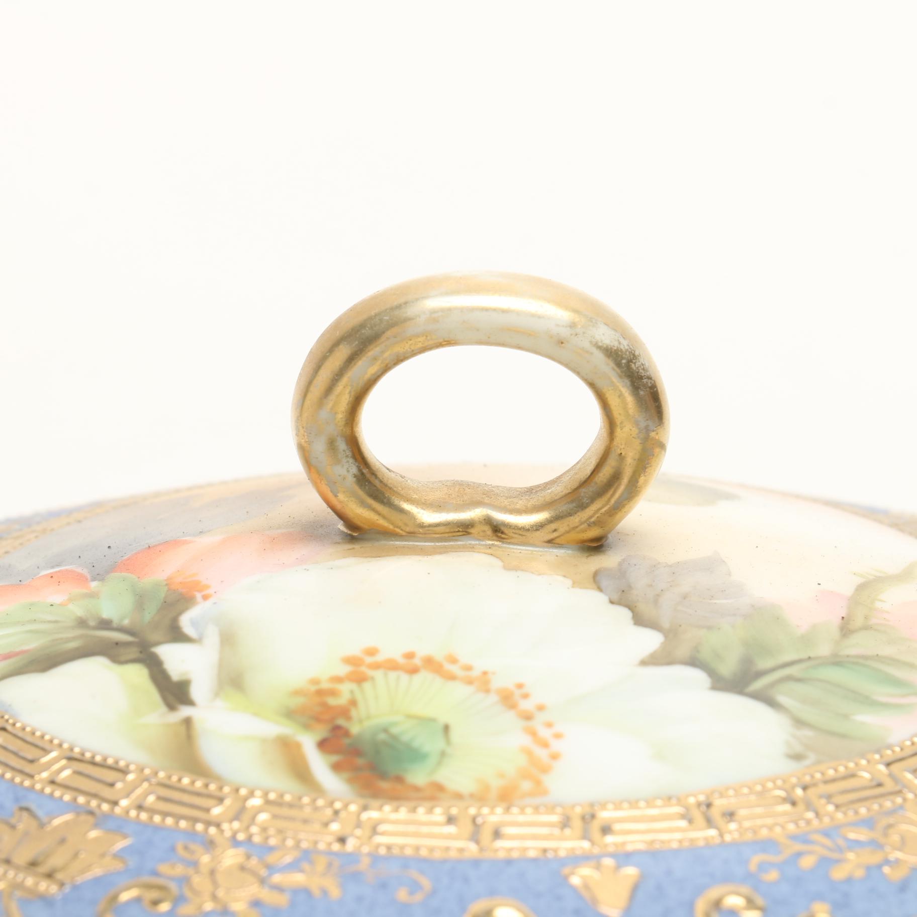 Hand-Painted Nippon Two Handled Lidded Bowl