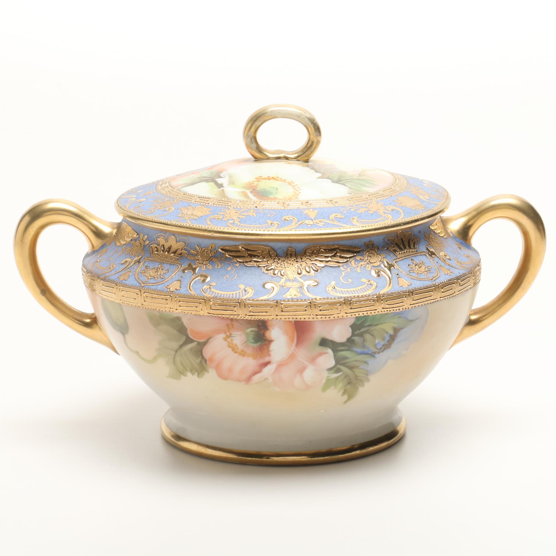 Hand-Painted Nippon Two Handled Lidded Bowl