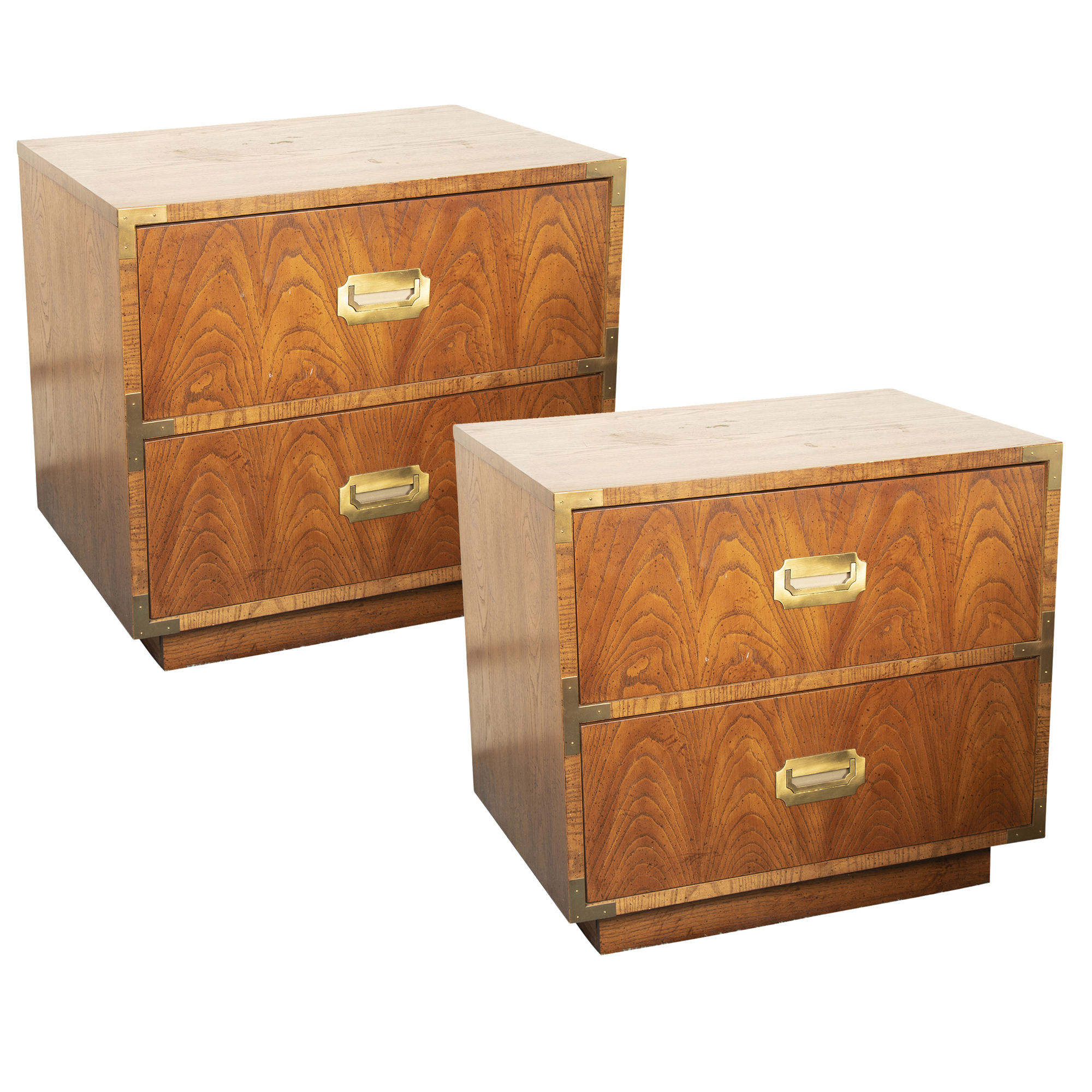 Campaign Style Oak Nightstands by Dixie, Mid-20th Century