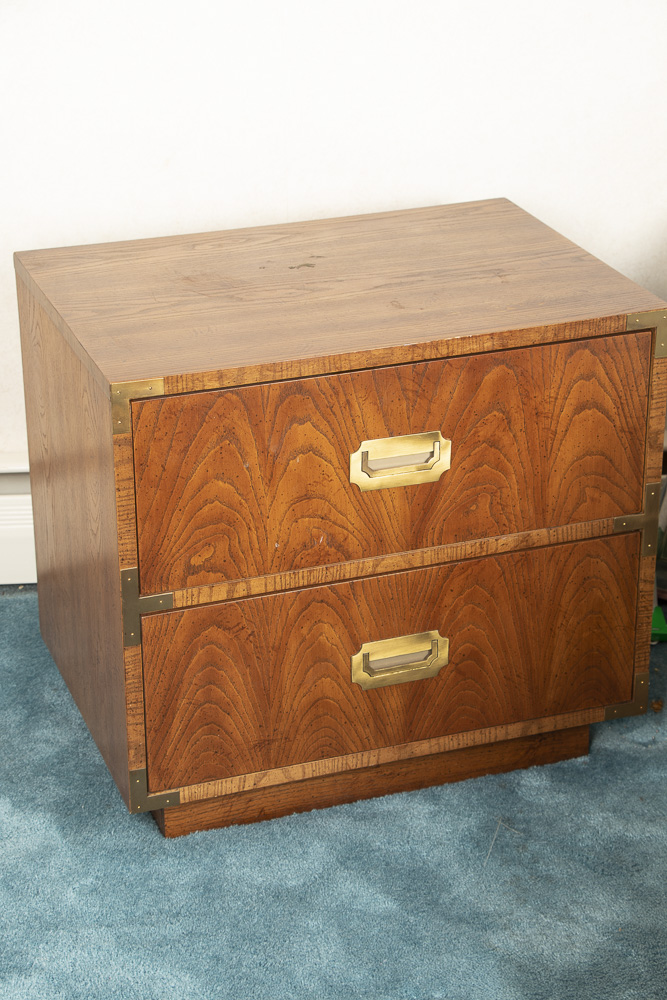 Campaign Style Oak Nightstands by Dixie, Mid-20th Century