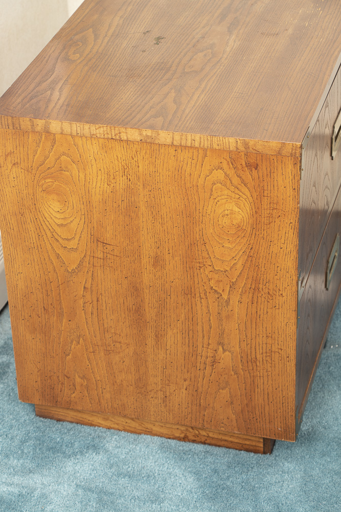 Campaign Style Oak Nightstands by Dixie, Mid-20th Century