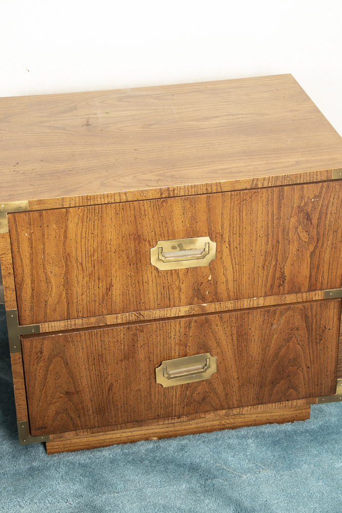 Campaign Style Oak Nightstands by Dixie, Mid-20th Century
