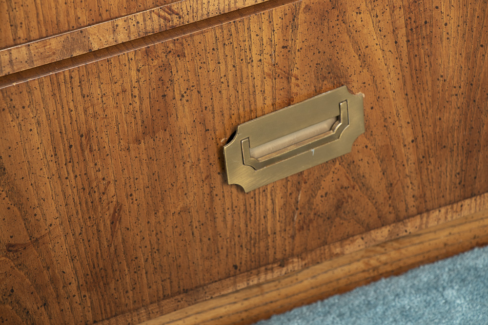 Campaign Style Oak Nightstands by Dixie, Mid-20th Century