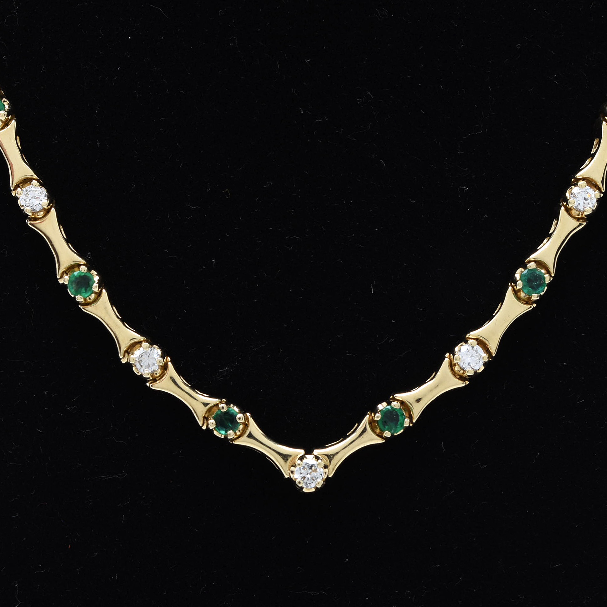 14K Yellow Gold Emerald and 2.09 CTW Diamond Necklace