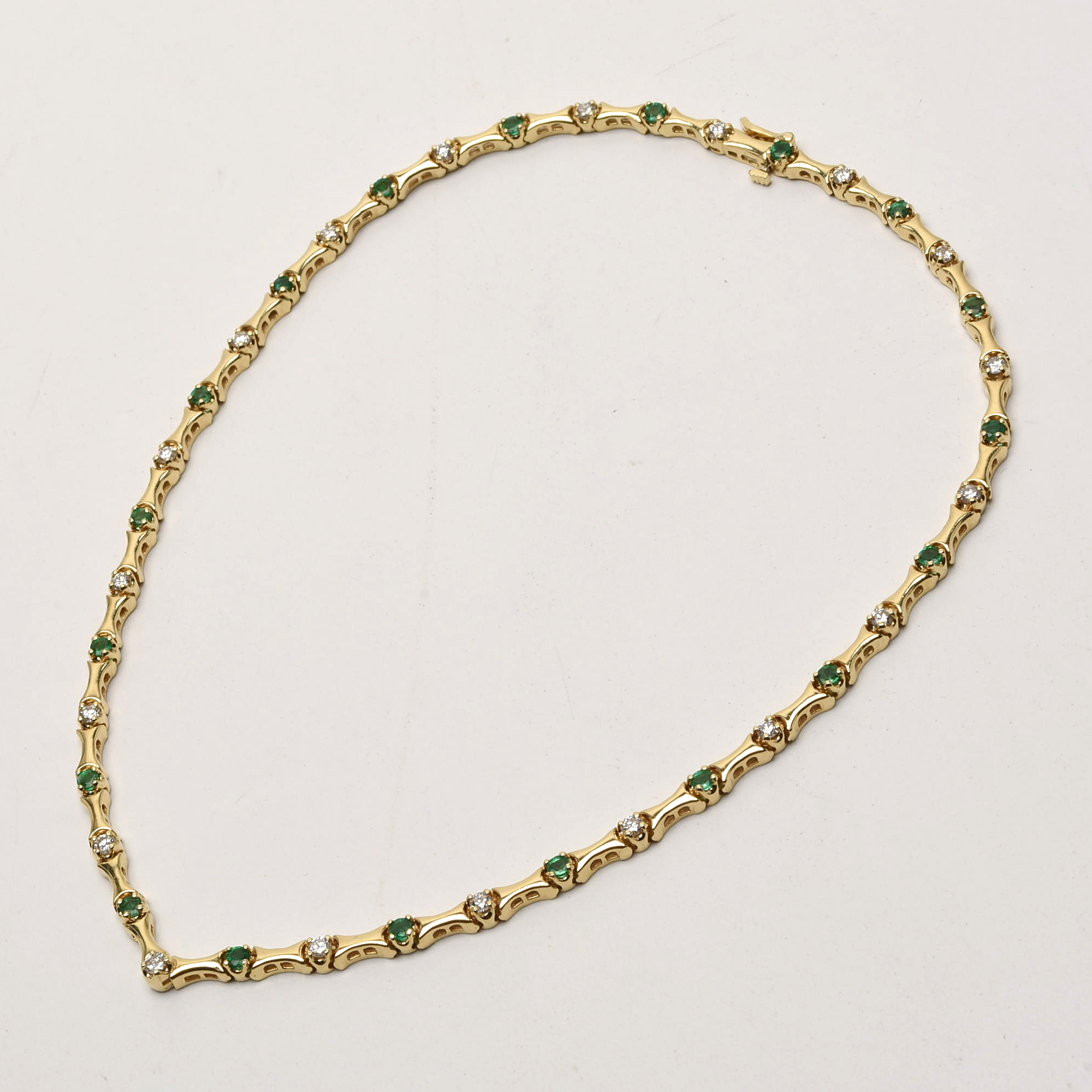 14K Yellow Gold Emerald and 2.09 CTW Diamond Necklace