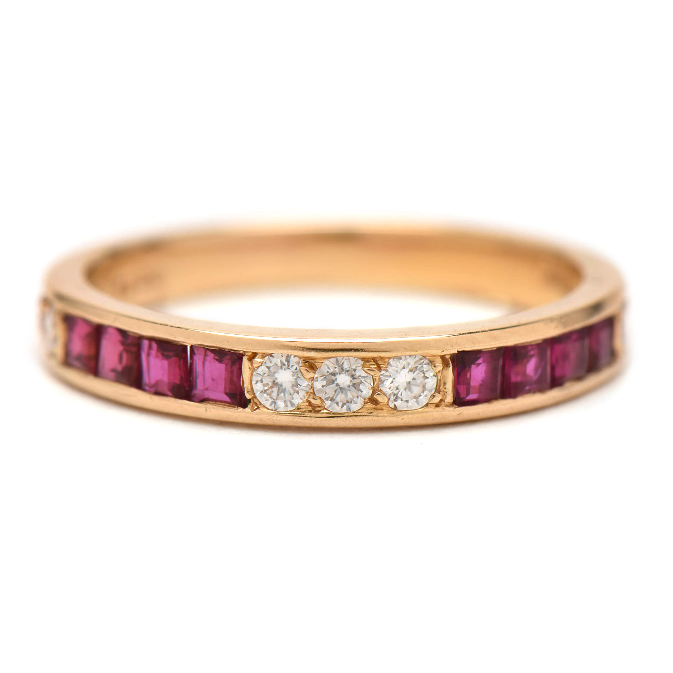 Oscar Heyman Brothers 18K Yellow Gold Diamond and Ruby Band Ring