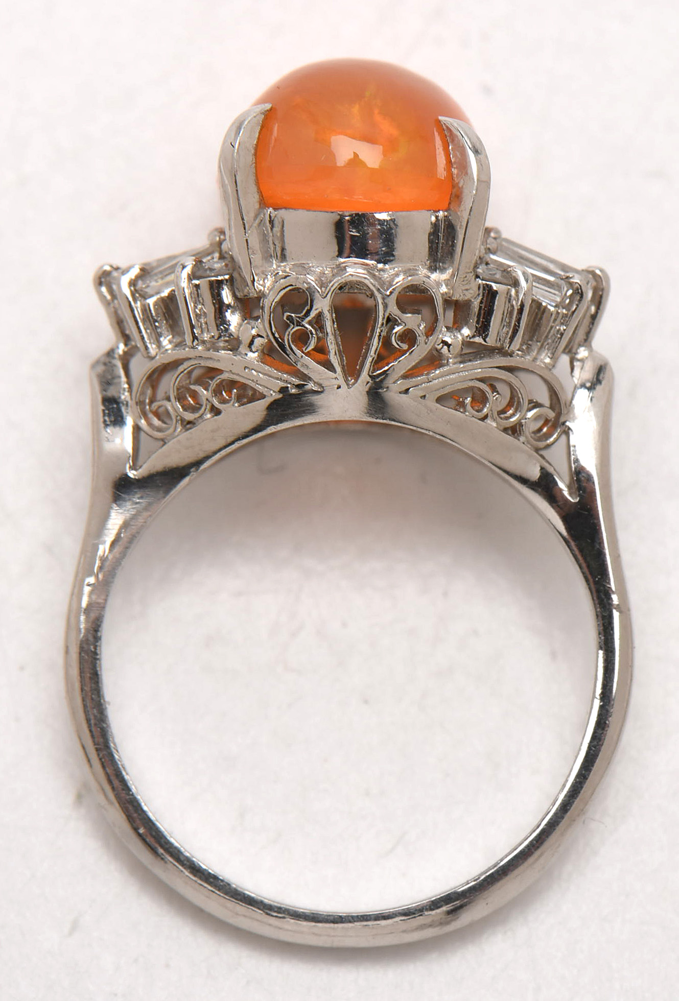 Platinum Opal and Diamond Ring