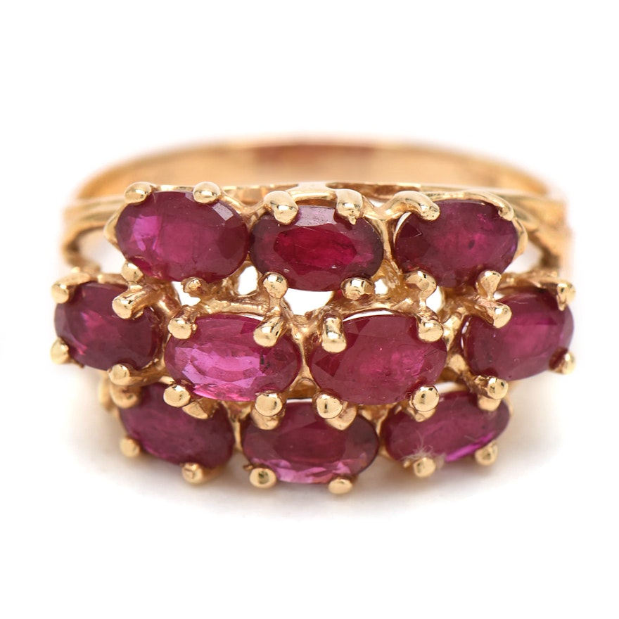 14K Yellow Gold Ruby Fashion Ring