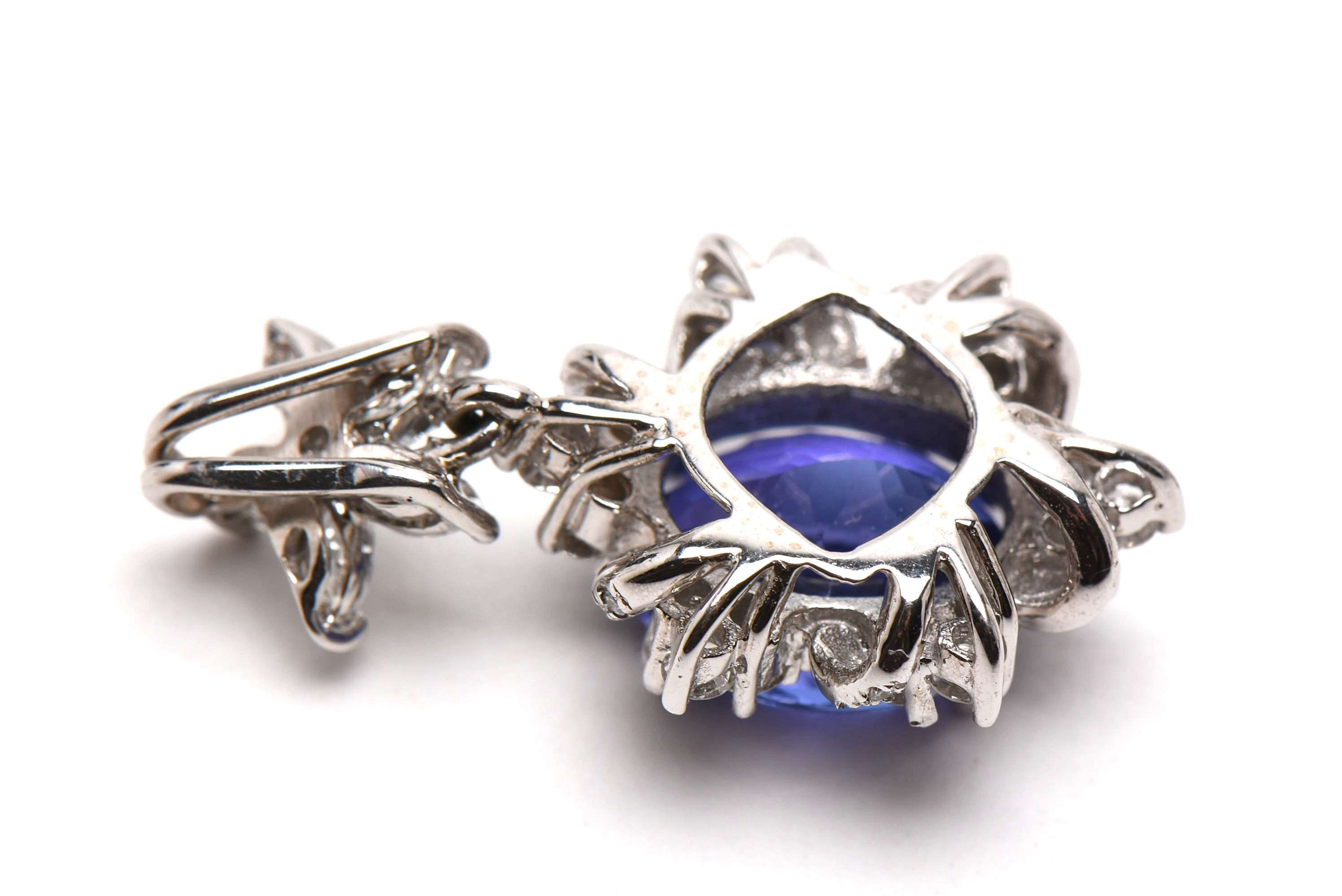 14K White Gold 4.60 CT Tanzanite and 1.00 CTW Diamond Pendant