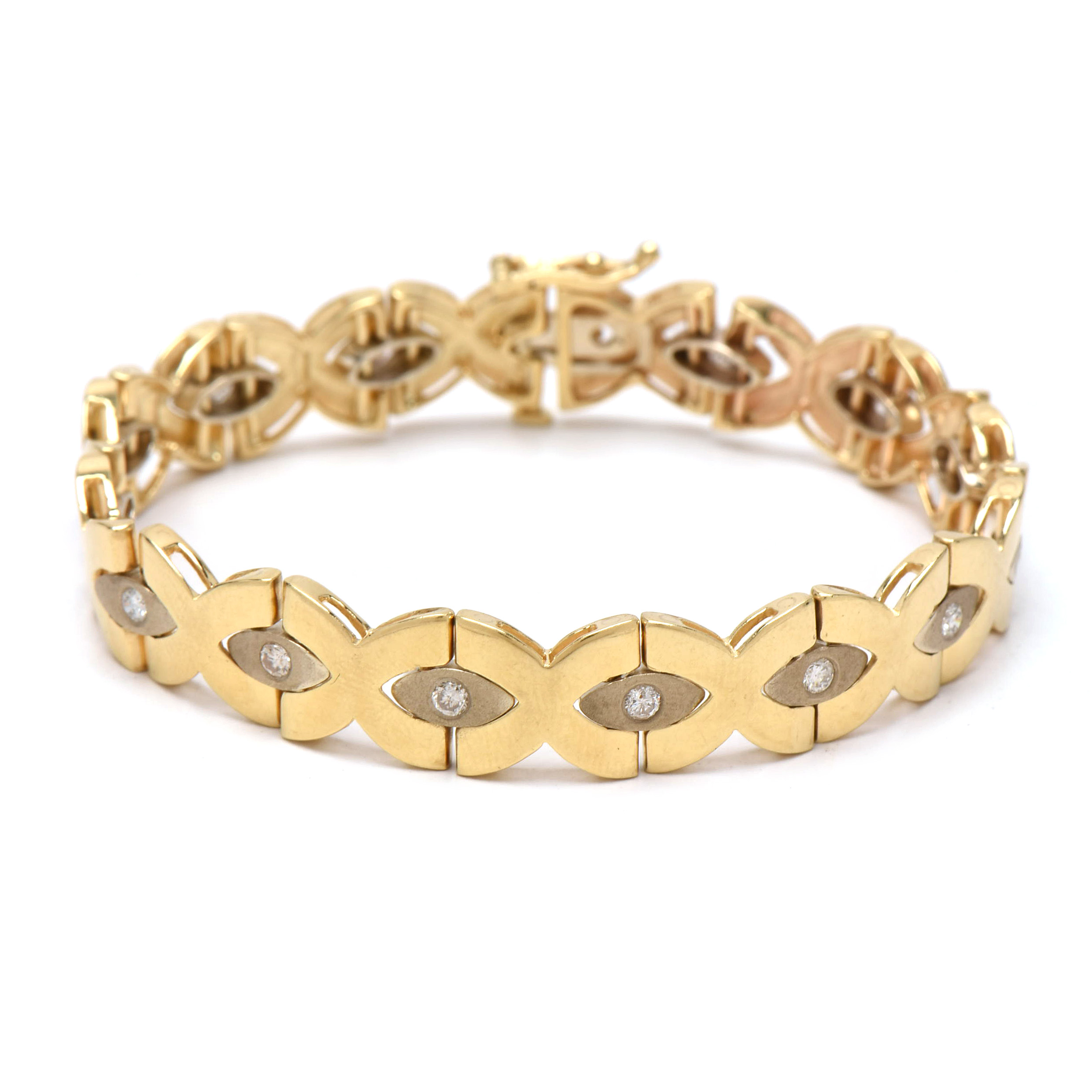 14K Yellow Gold Diamond "X" Linked Bracelet