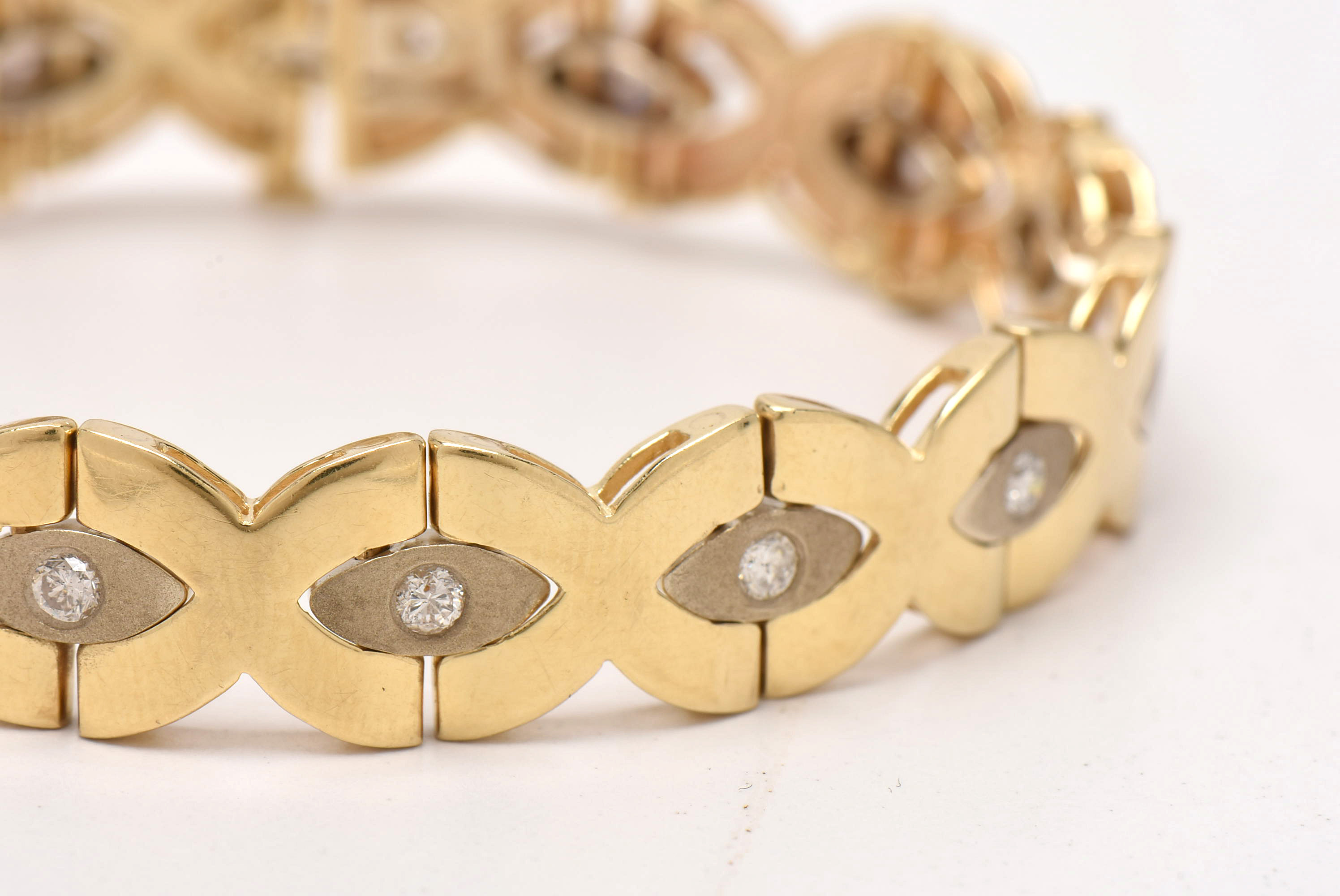 14K Yellow Gold Diamond "X" Linked Bracelet