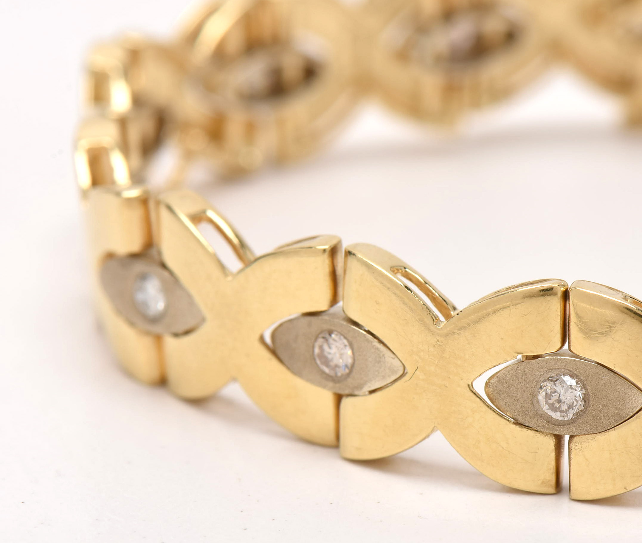 14K Yellow Gold Diamond "X" Linked Bracelet