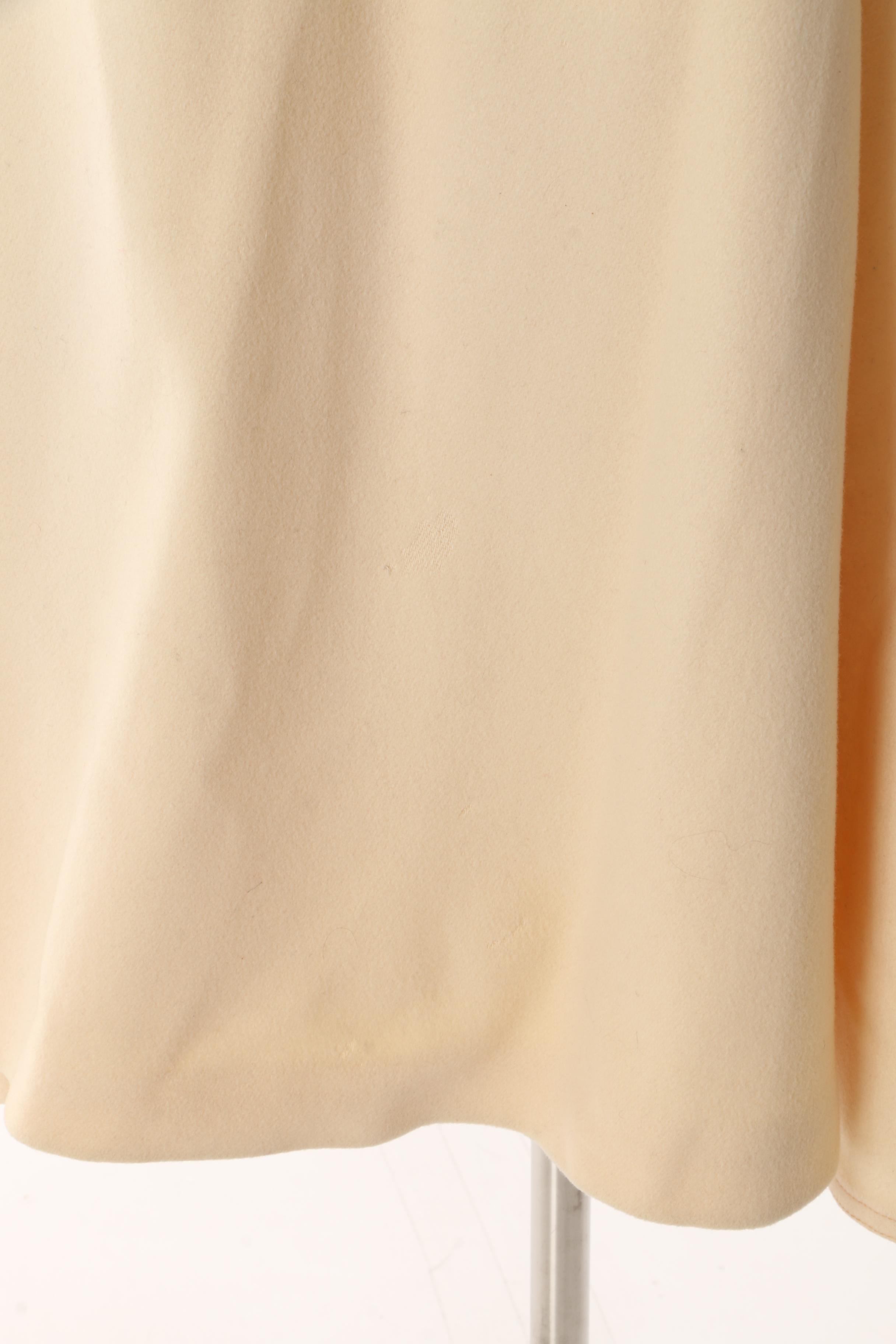 Women's Vintage Domino New York Cream Wool Cape Coat with Shearling Fur Collar