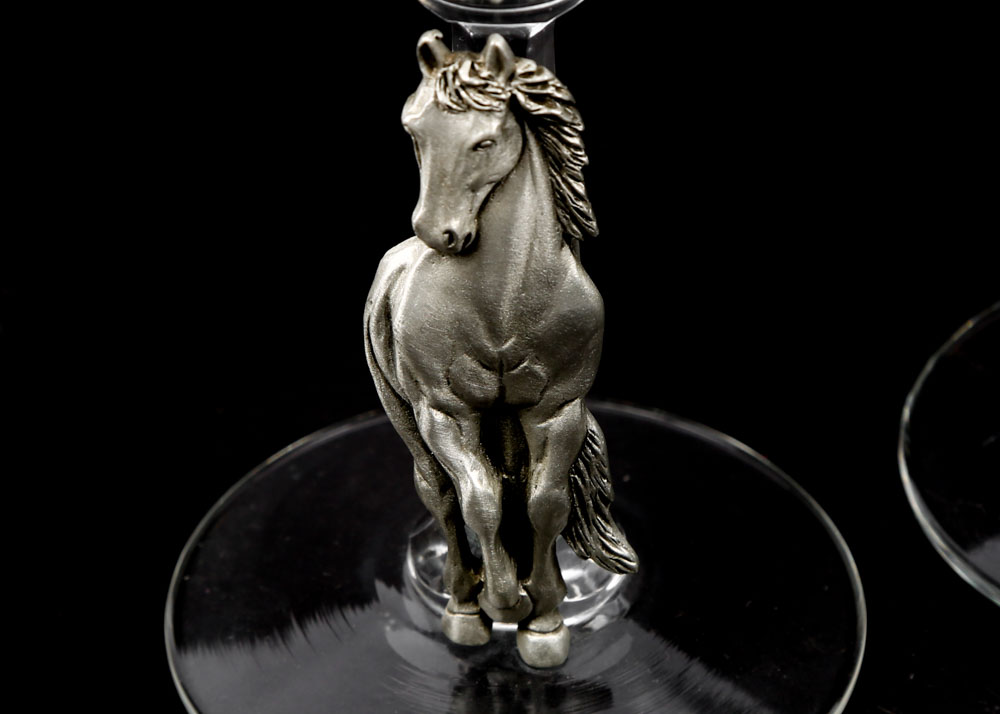 Fort USA Pewter and Glass Wine Goblets