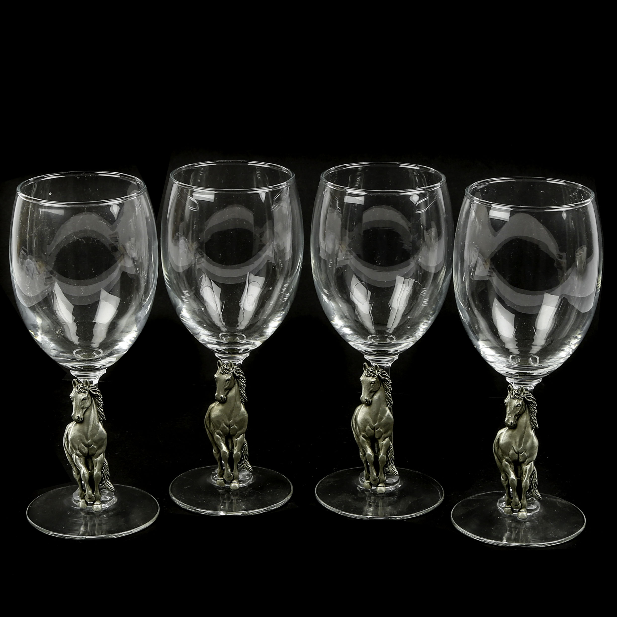 Fort USA Pewter and Glass Wine Goblets