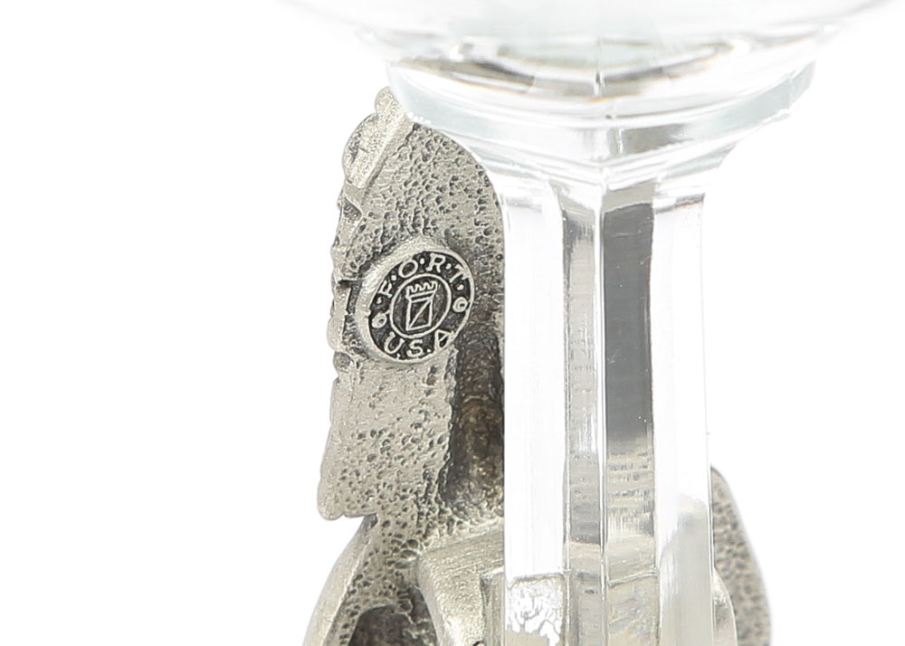 Fort USA Pewter and Glass Wine Goblets