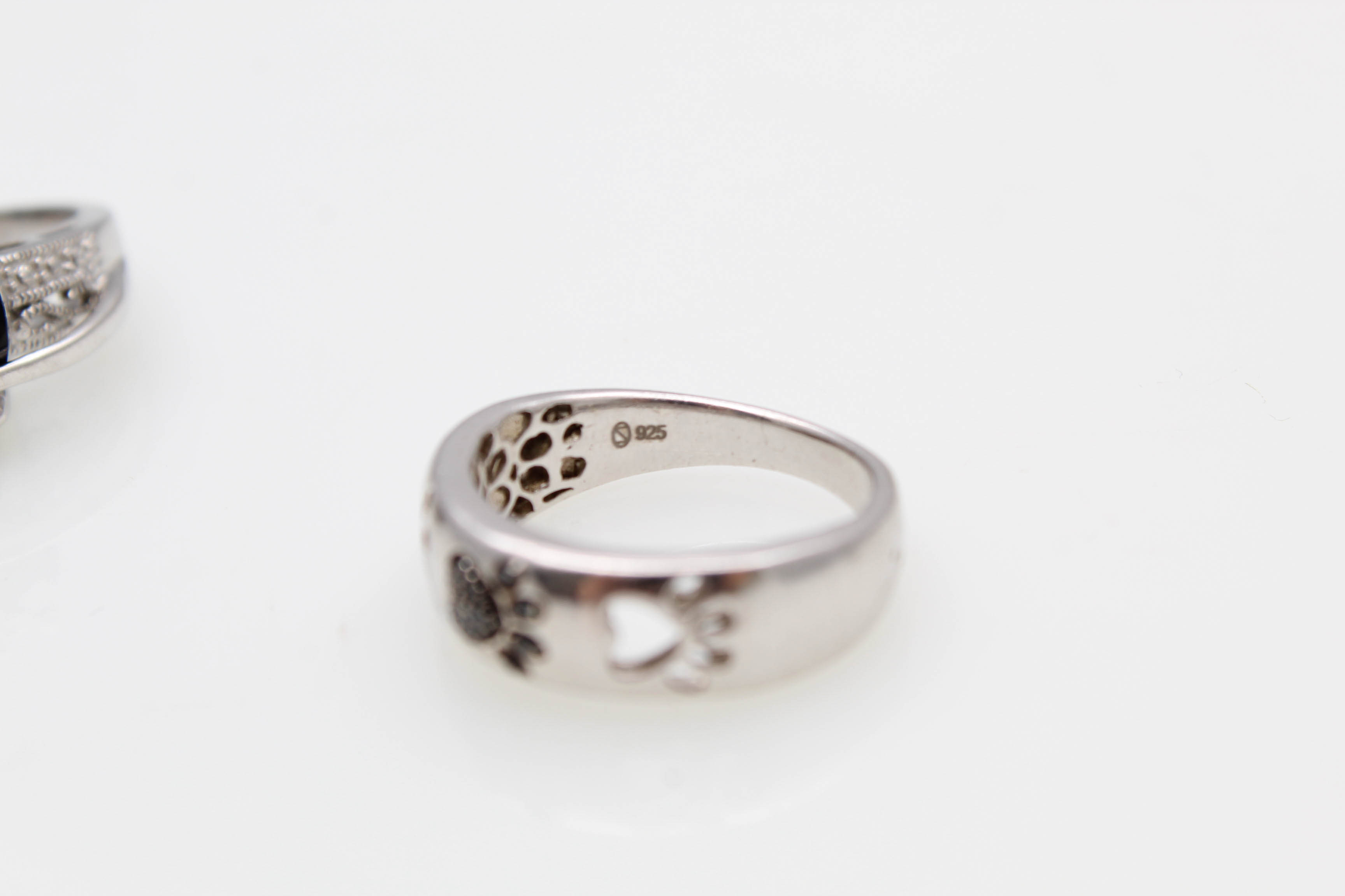 Sterling Silver Diamond and Onyx Rings