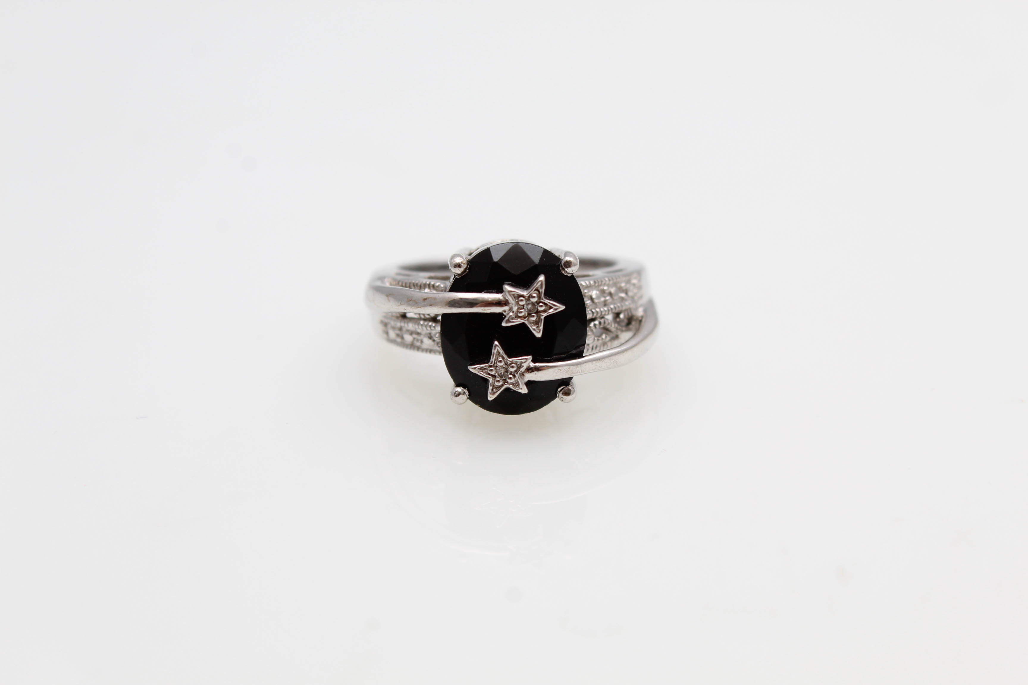 Sterling Silver Diamond and Onyx Rings
