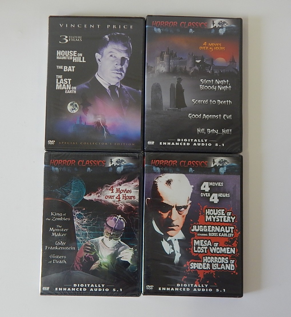 DVD Sealed Horror Movie Collection with Vincent Price, Bela Lugosi- 11 Count Lot