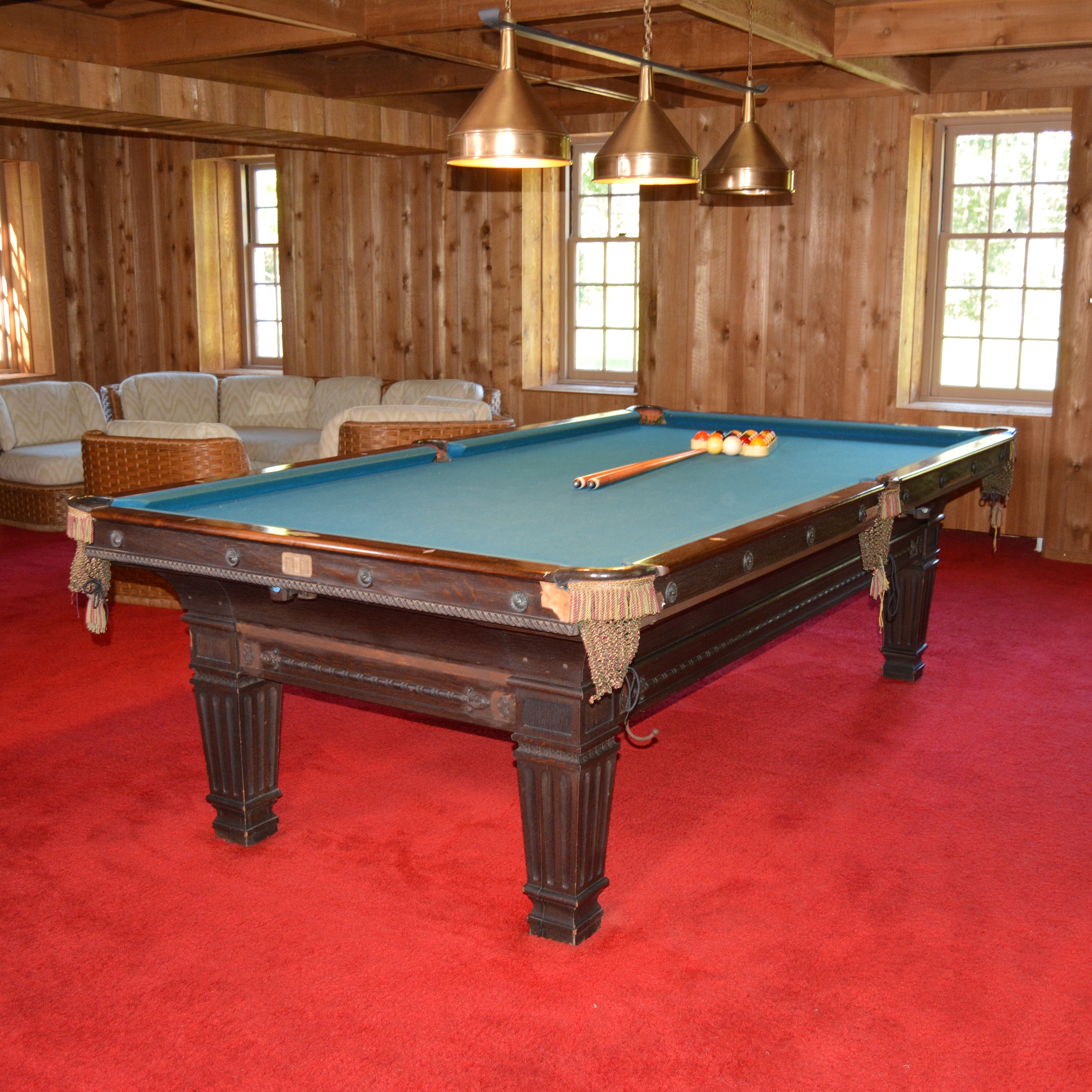 Vintage Brunswick Billiards Table with Accessories