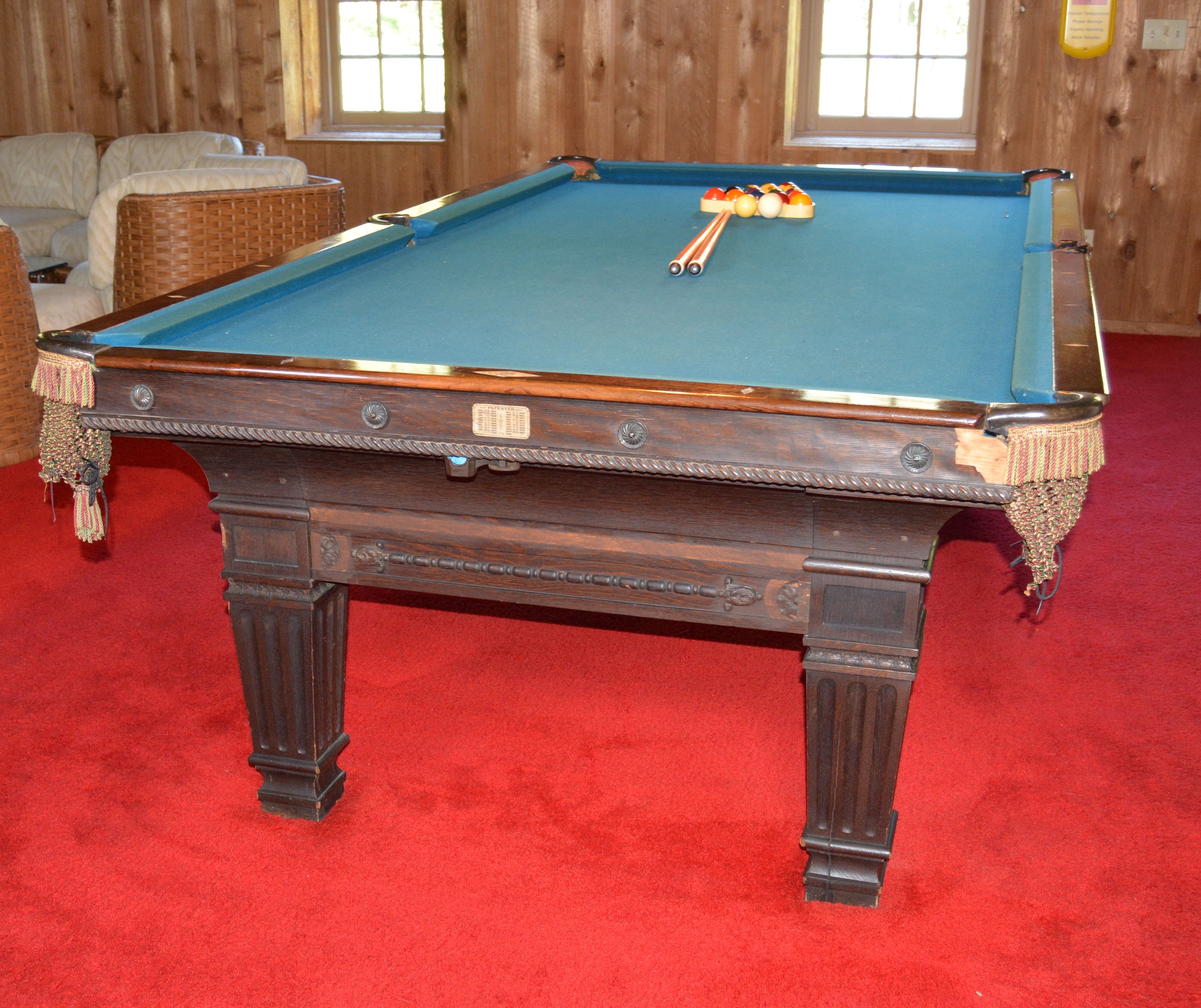 Vintage Brunswick Billiards Table with Accessories
