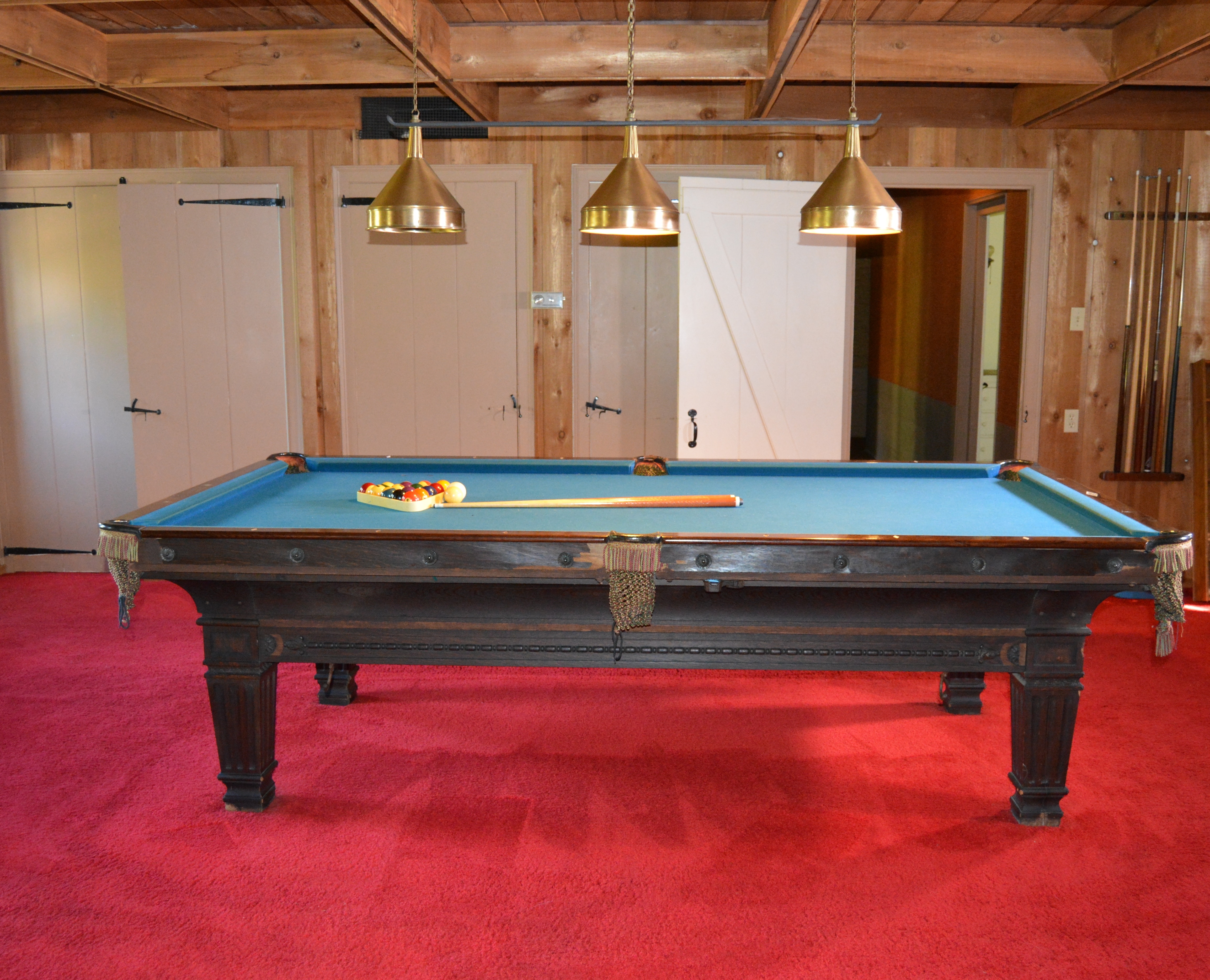 Vintage Brunswick Billiards Table with Accessories