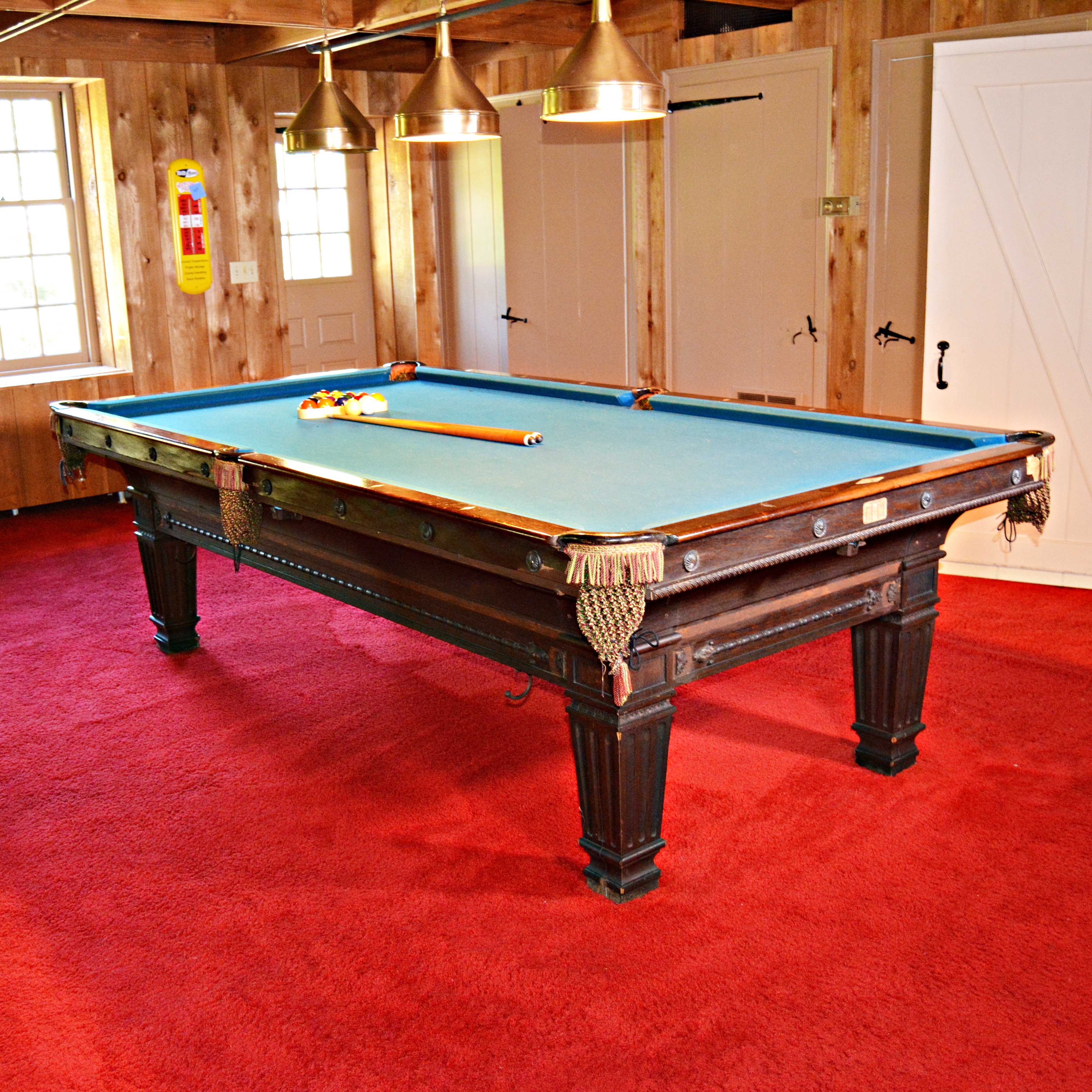 Vintage Brunswick Billiards Table with Accessories