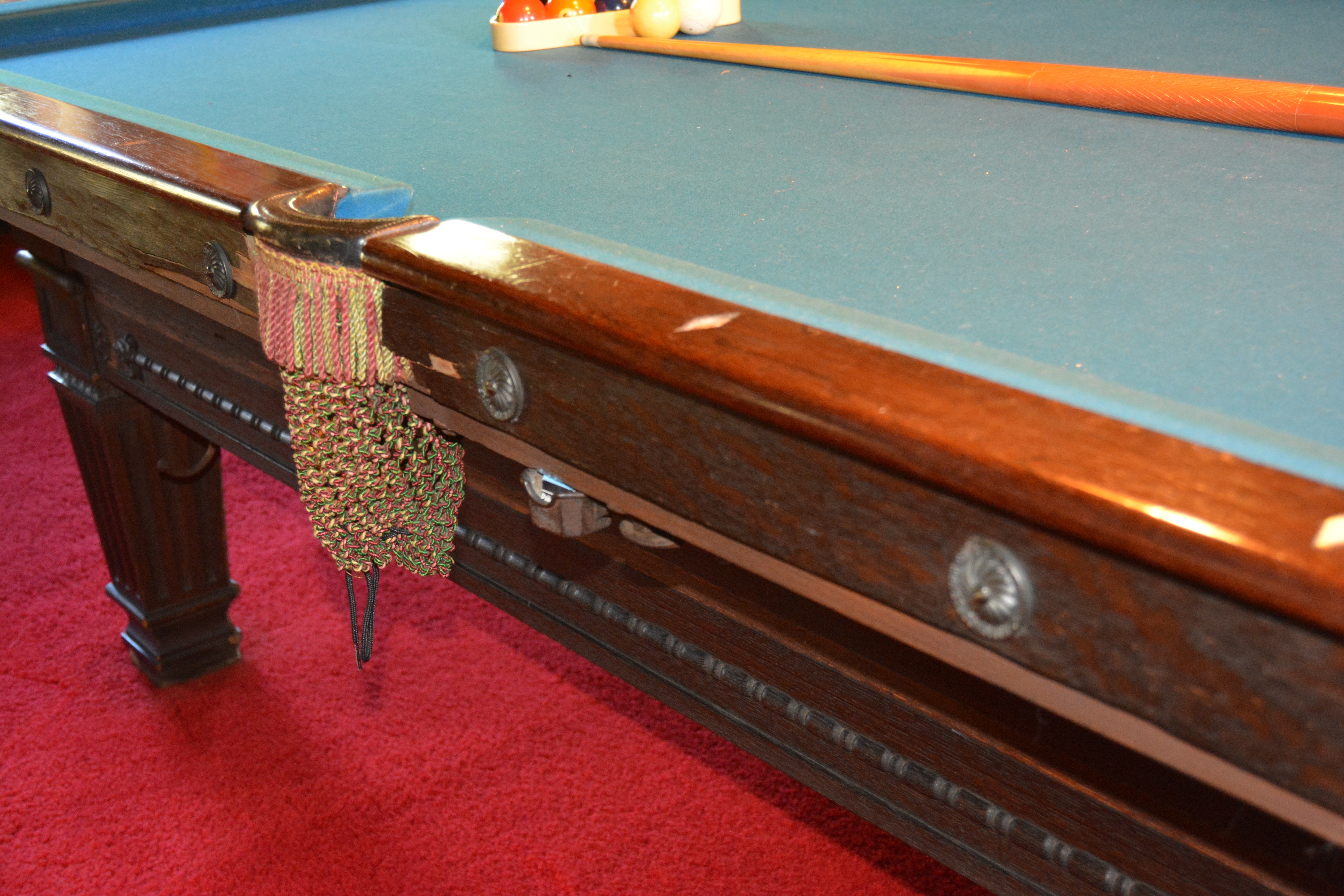 Vintage Brunswick Billiards Table with Accessories