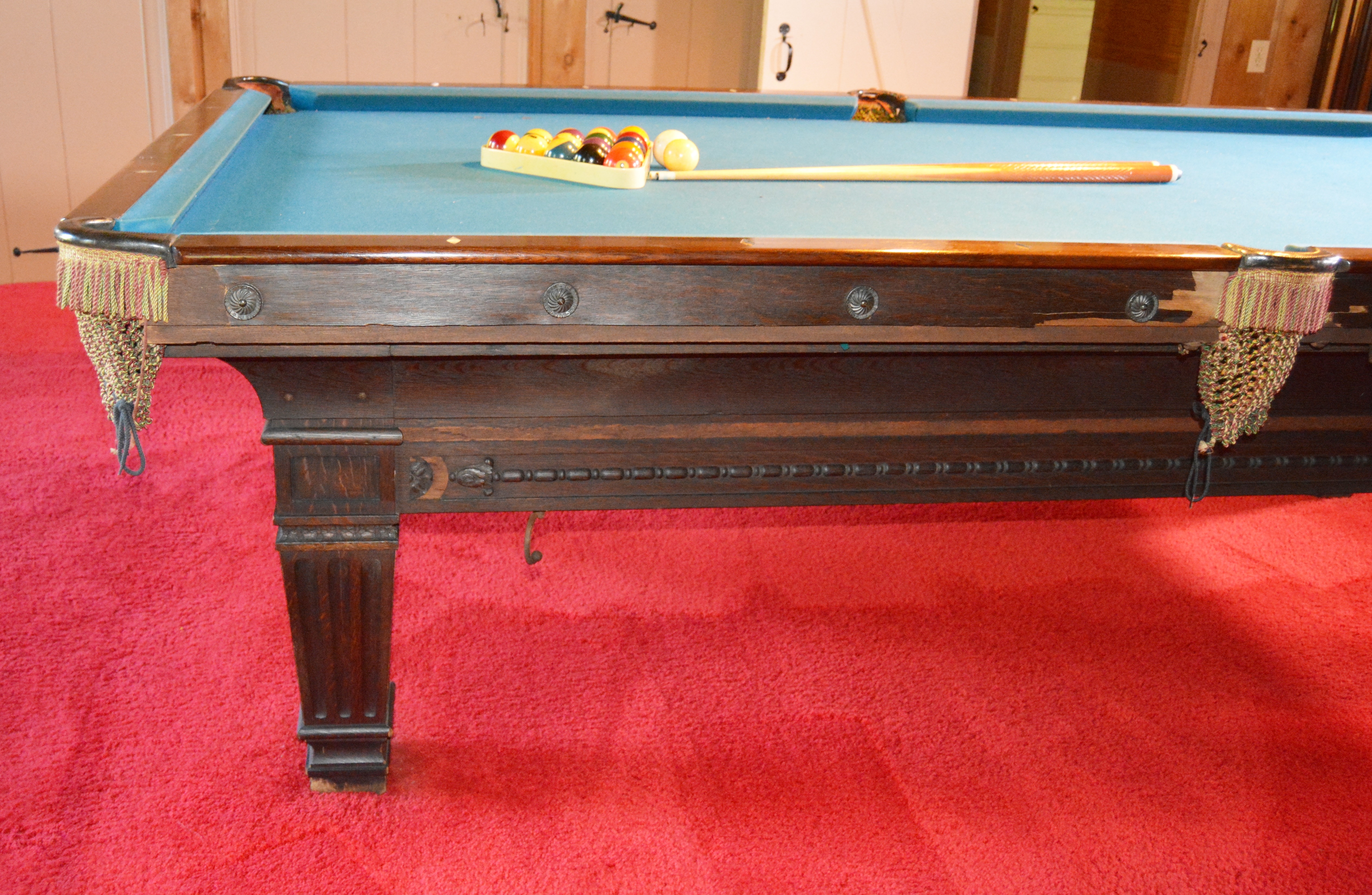 Vintage Brunswick Billiards Table with Accessories