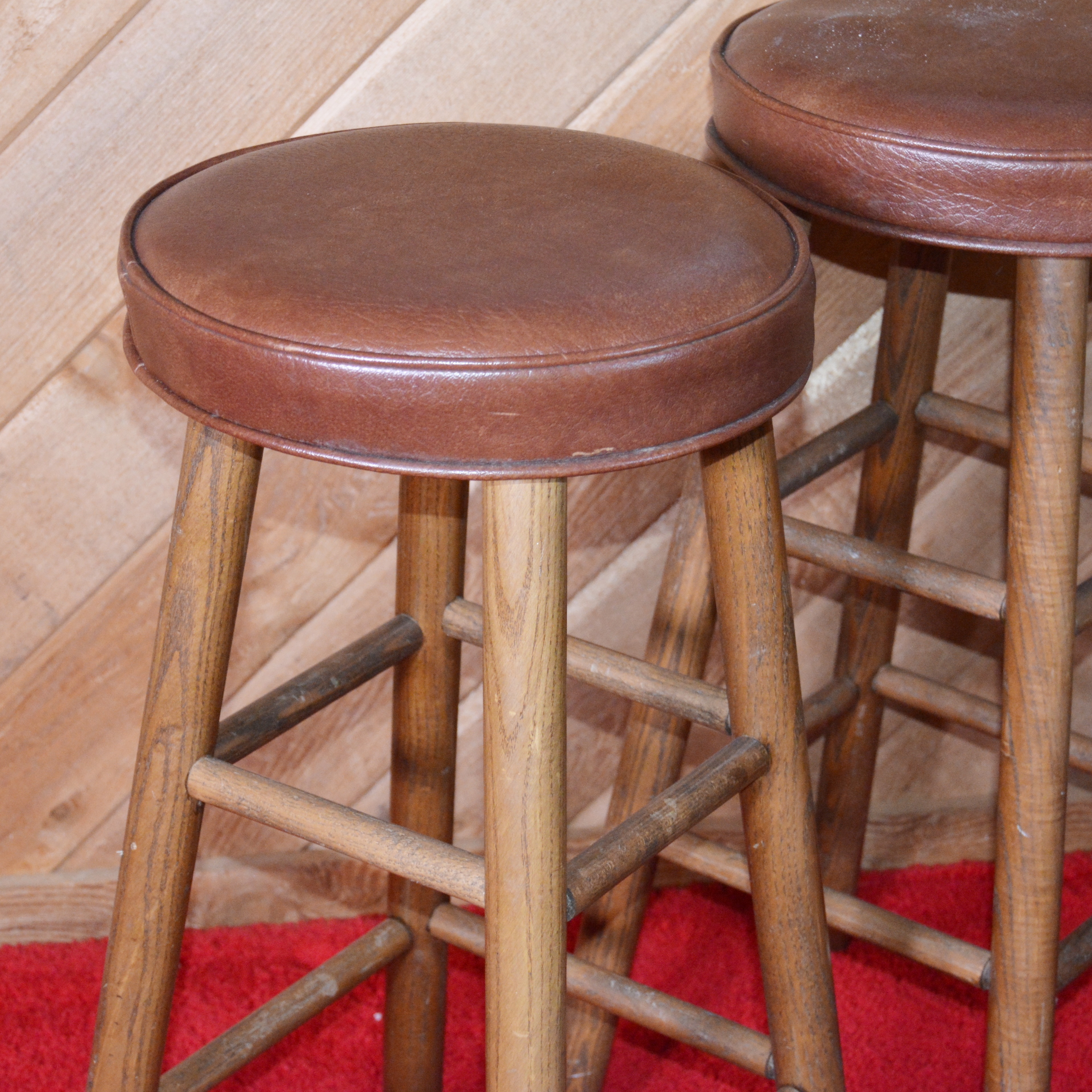 Four Oak Bar Stools by Central Chair Co., Mid-20th Century
