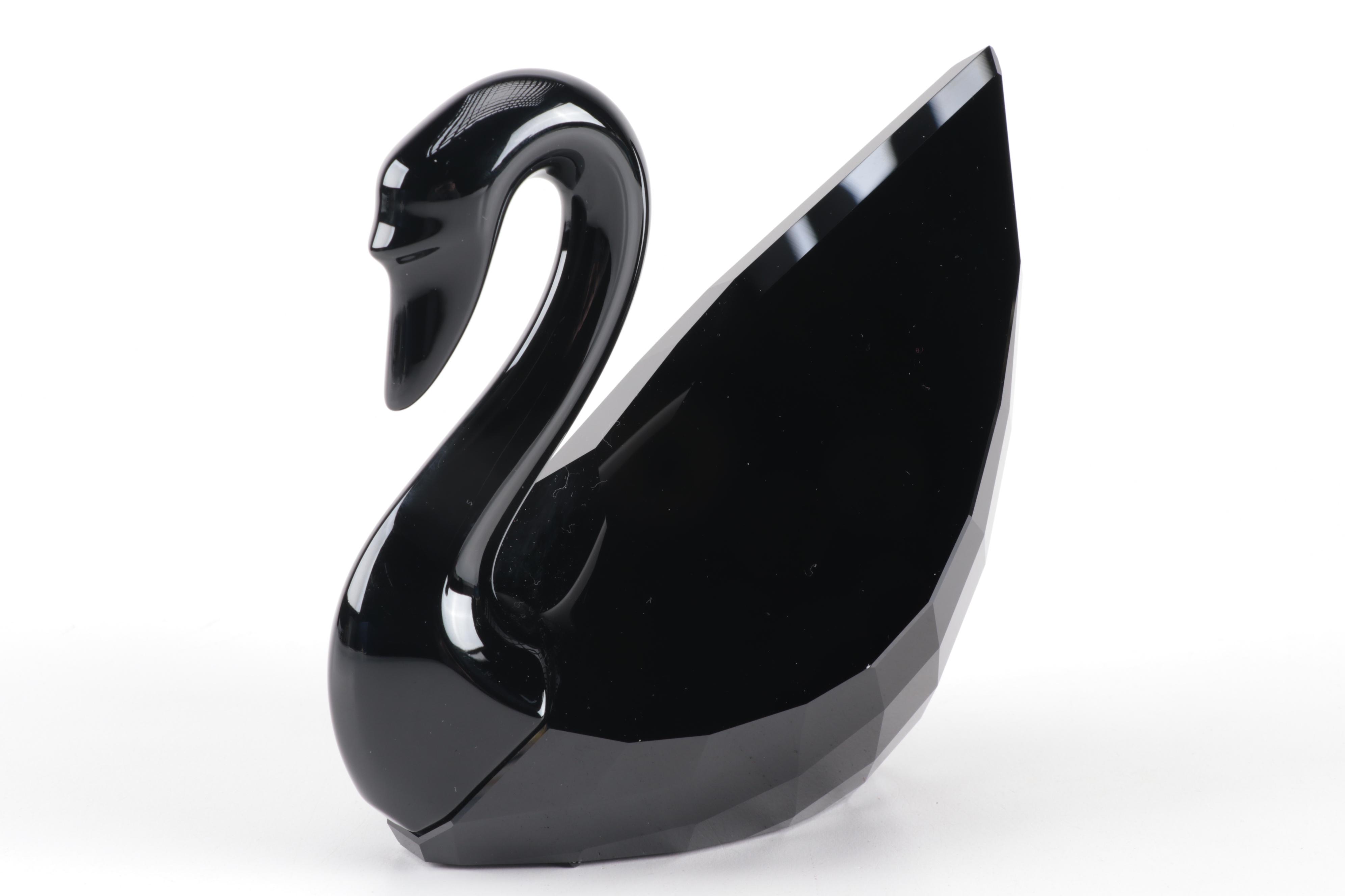 Swarovski Crystal Jet Swan Figurine