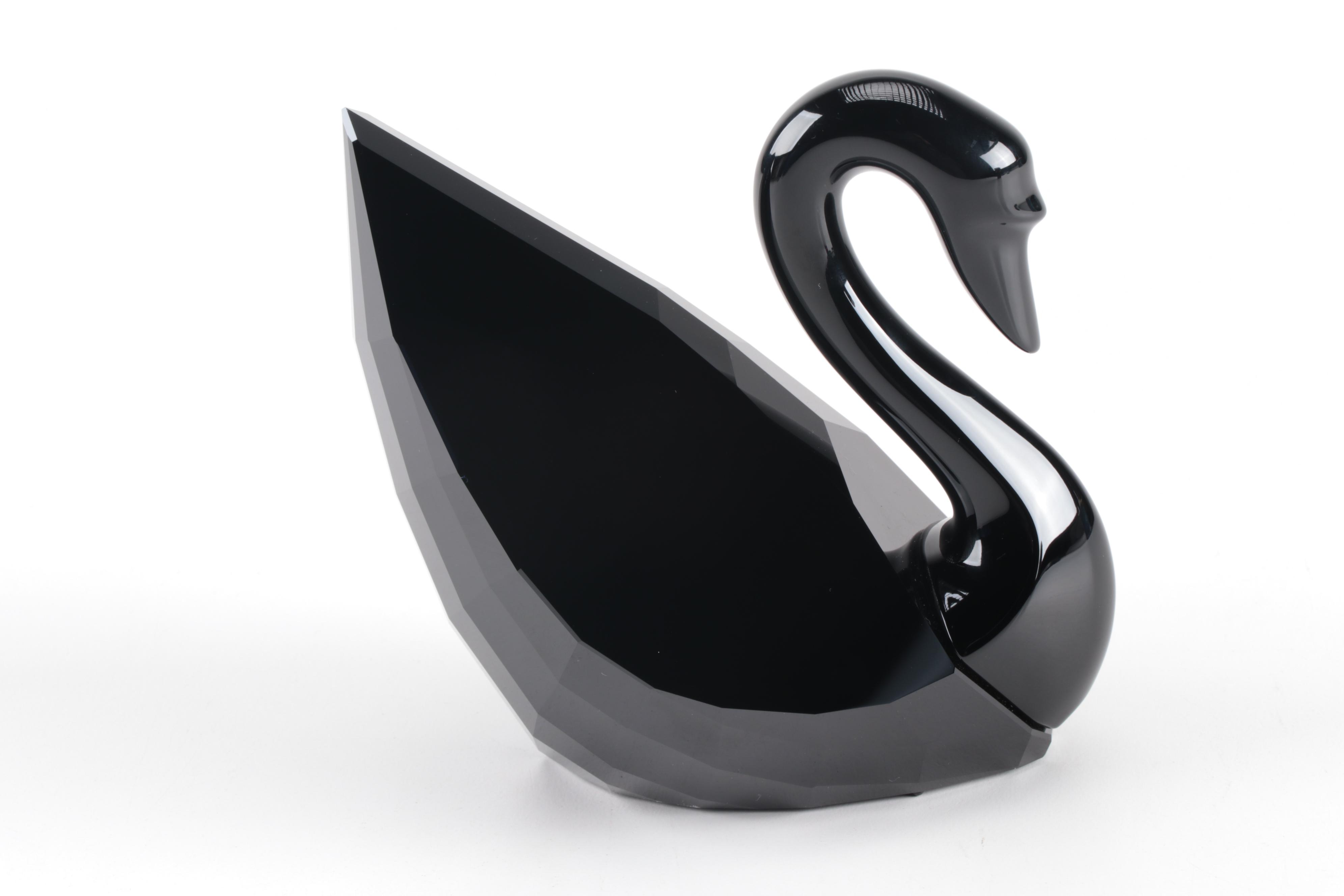 Swarovski Crystal Jet Swan Figurine