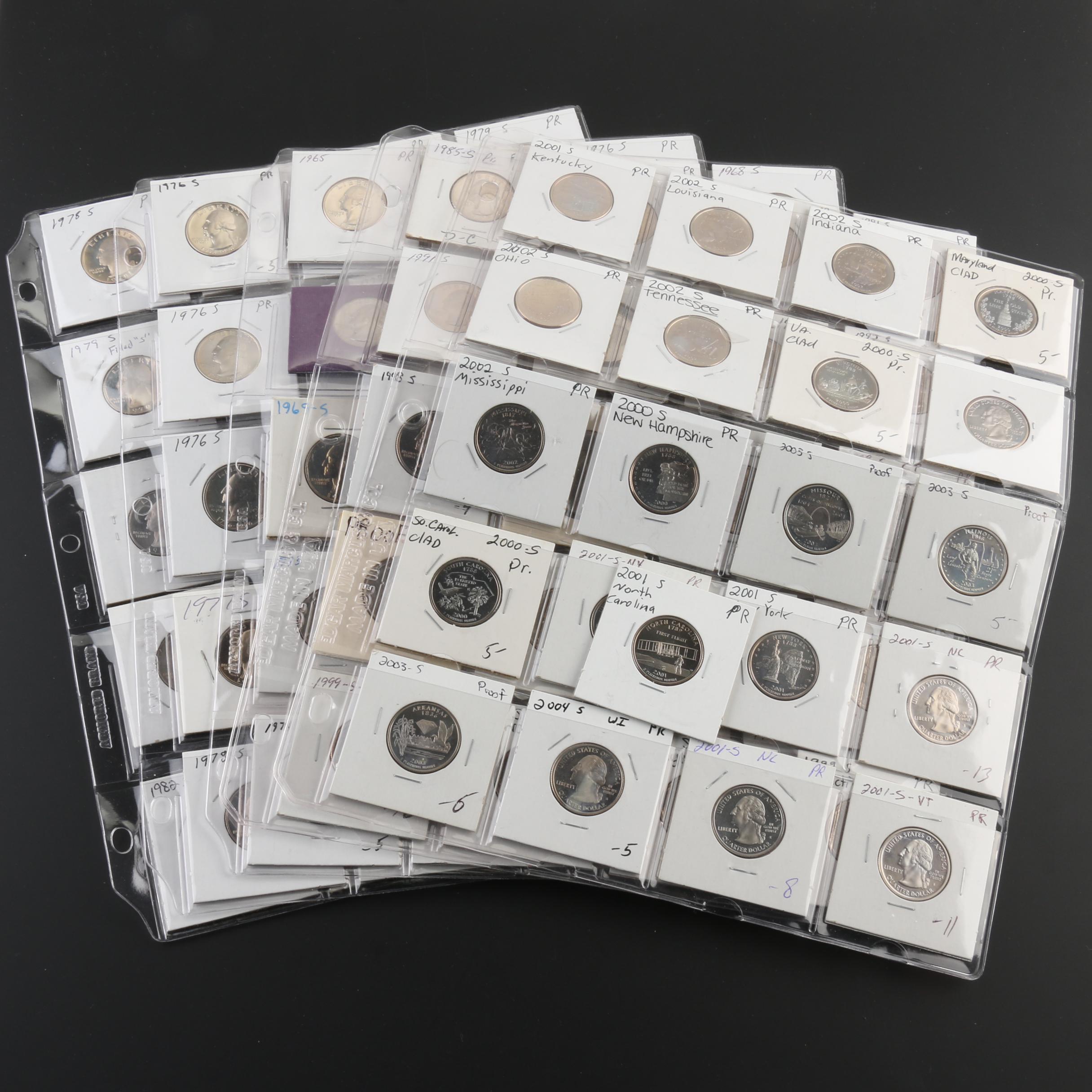 Group of 101 Washington Proof Quarters, 1965 to 2004