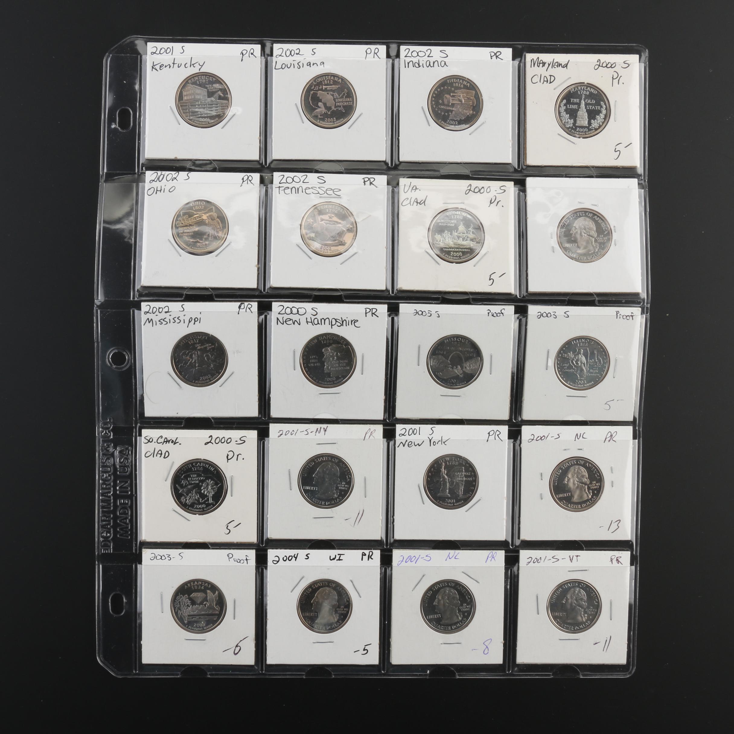 Group of 101 Washington Proof Quarters, 1965 to 2004