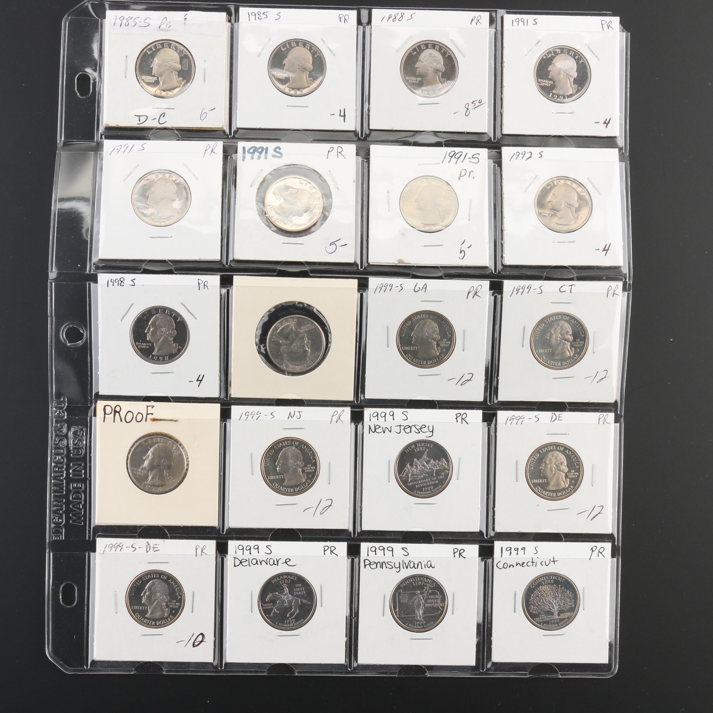 Group of 101 Washington Proof Quarters, 1965 to 2004